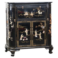 Asombroso Armario para Bebidas/Bar Chino Vintage Negro con Figuras Elegantes