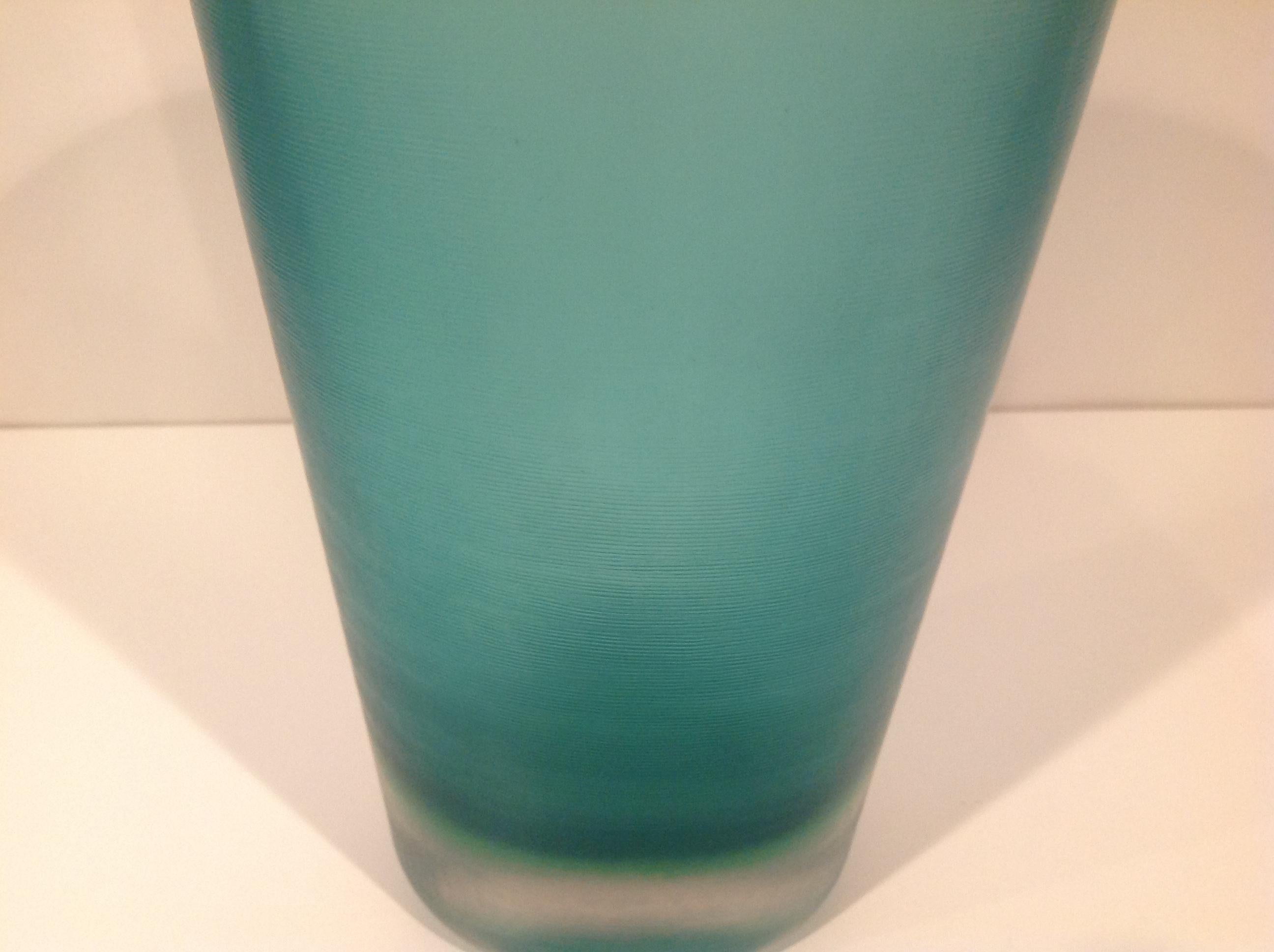 Italian Amazing Blue and Green Venini Inciso Vase