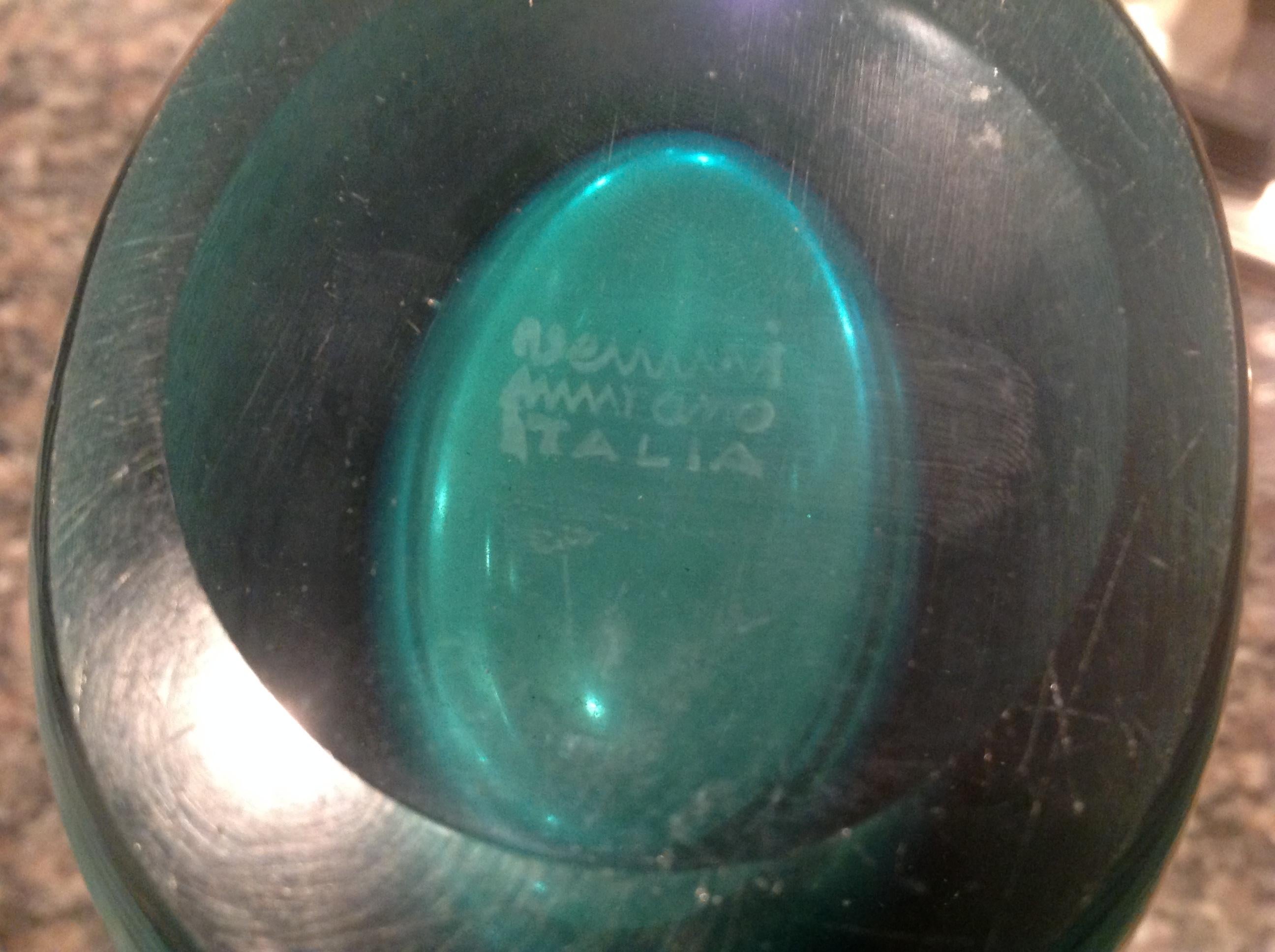 Mid-20th Century Amazing Blue and Green Venini Inciso Vase