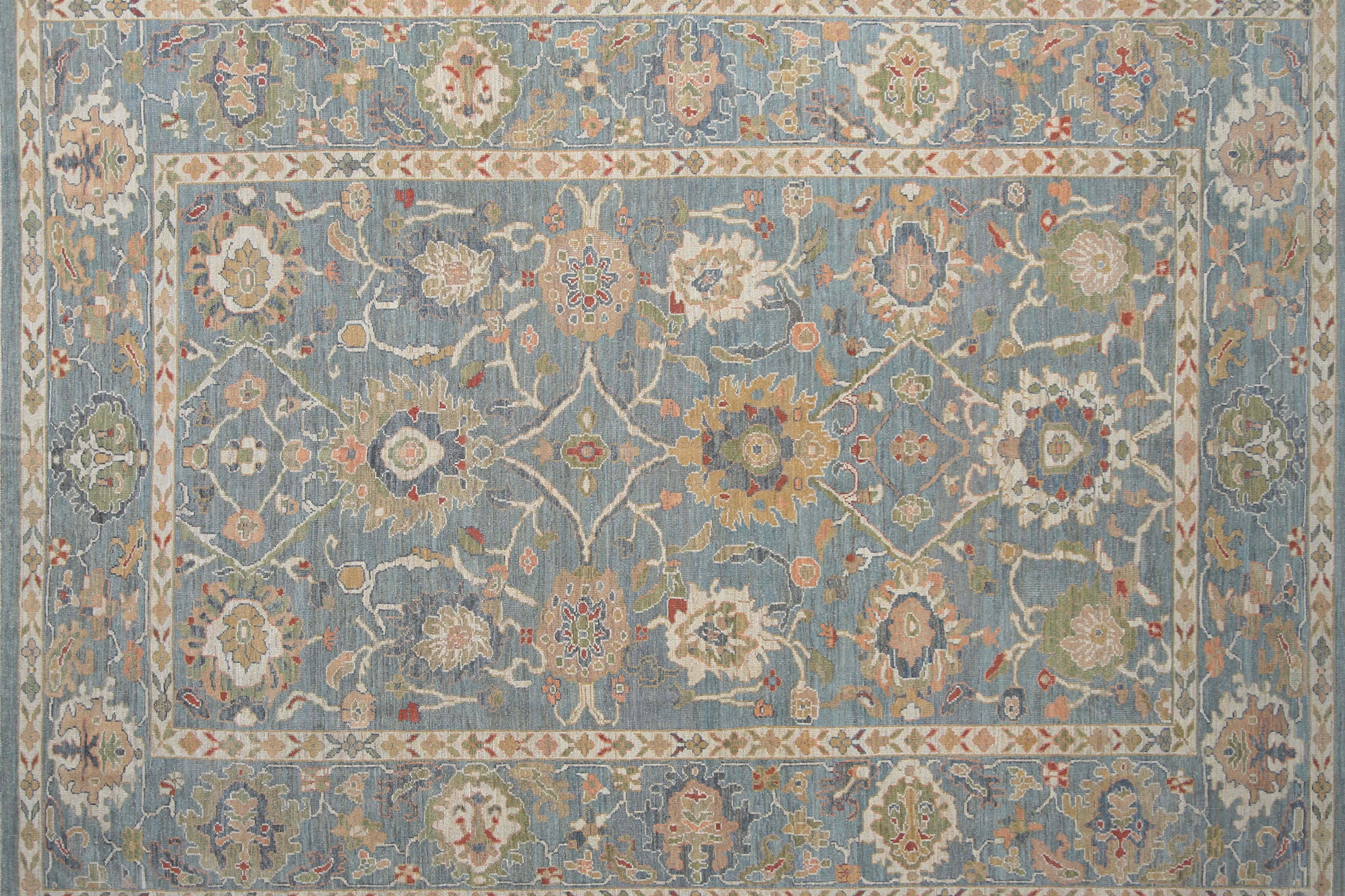 Amazing Blue Turkish Sultanabad Rug For Sale 5