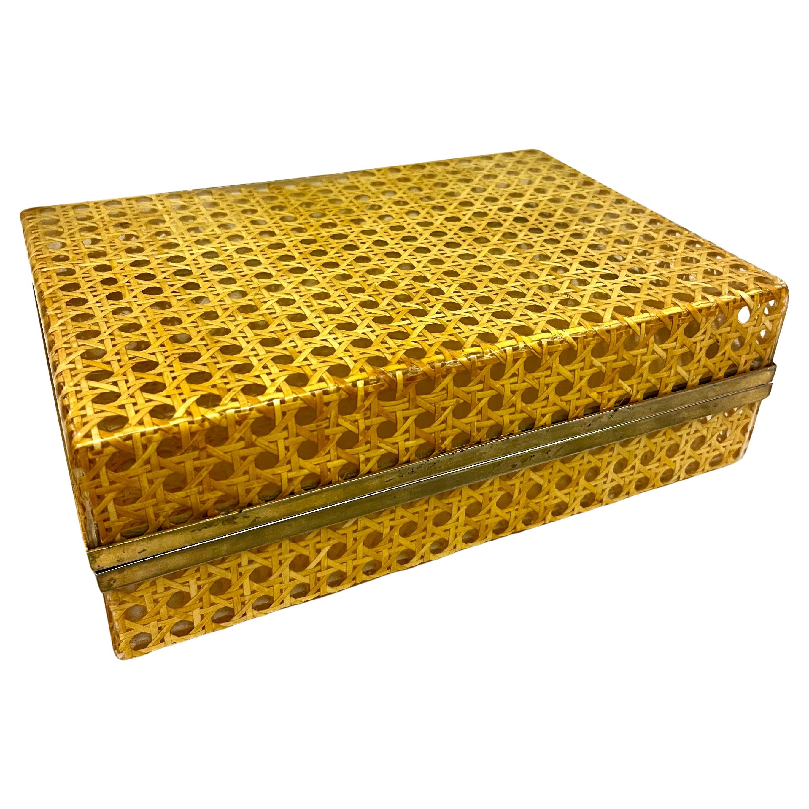 Amazing box by Christian Dior Home, wickerwork, Vintage, 1970s, Italy