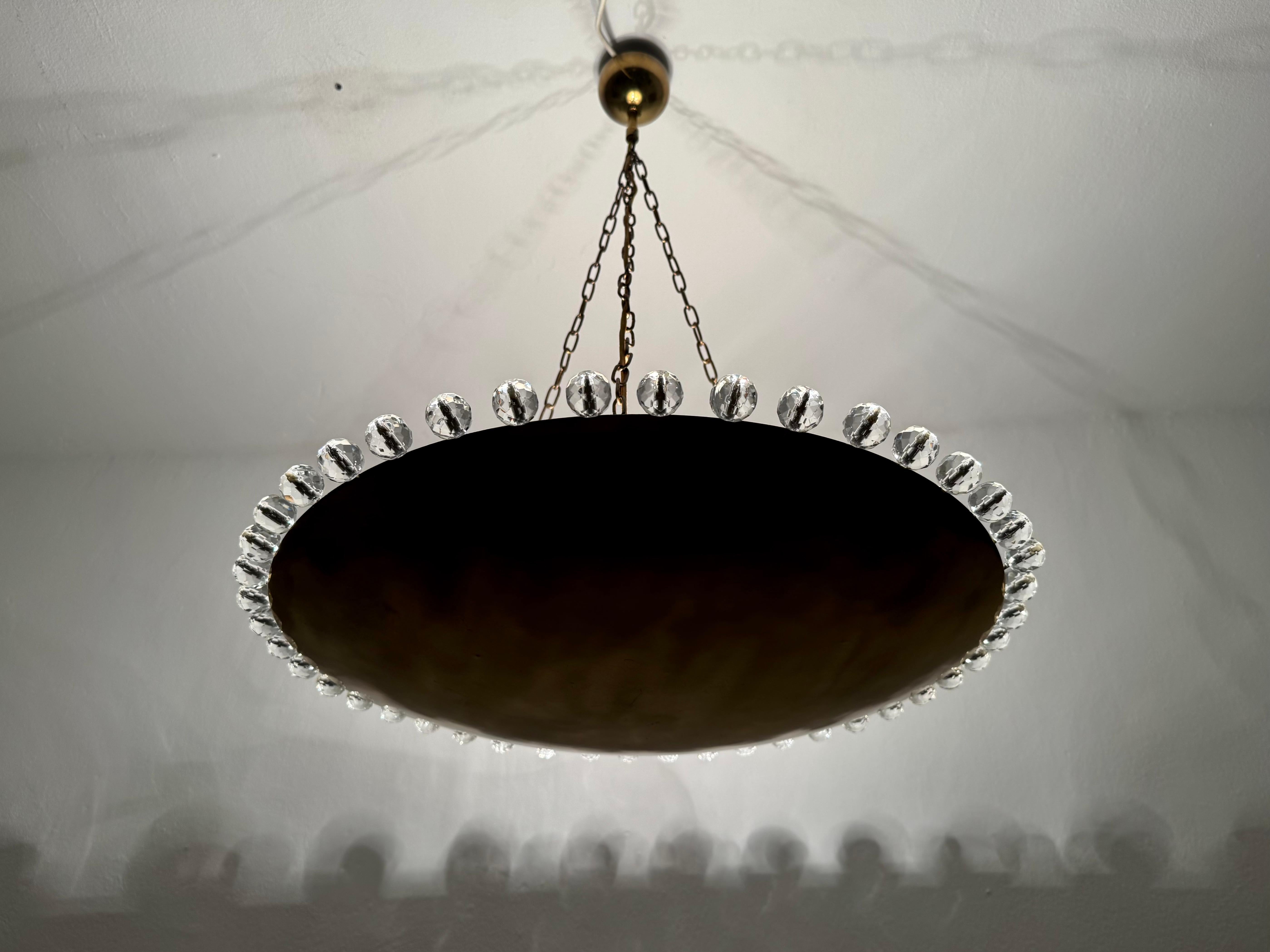 Amazing Brass Pendant Lamp with Crystals by Rupert Nikoll 3
