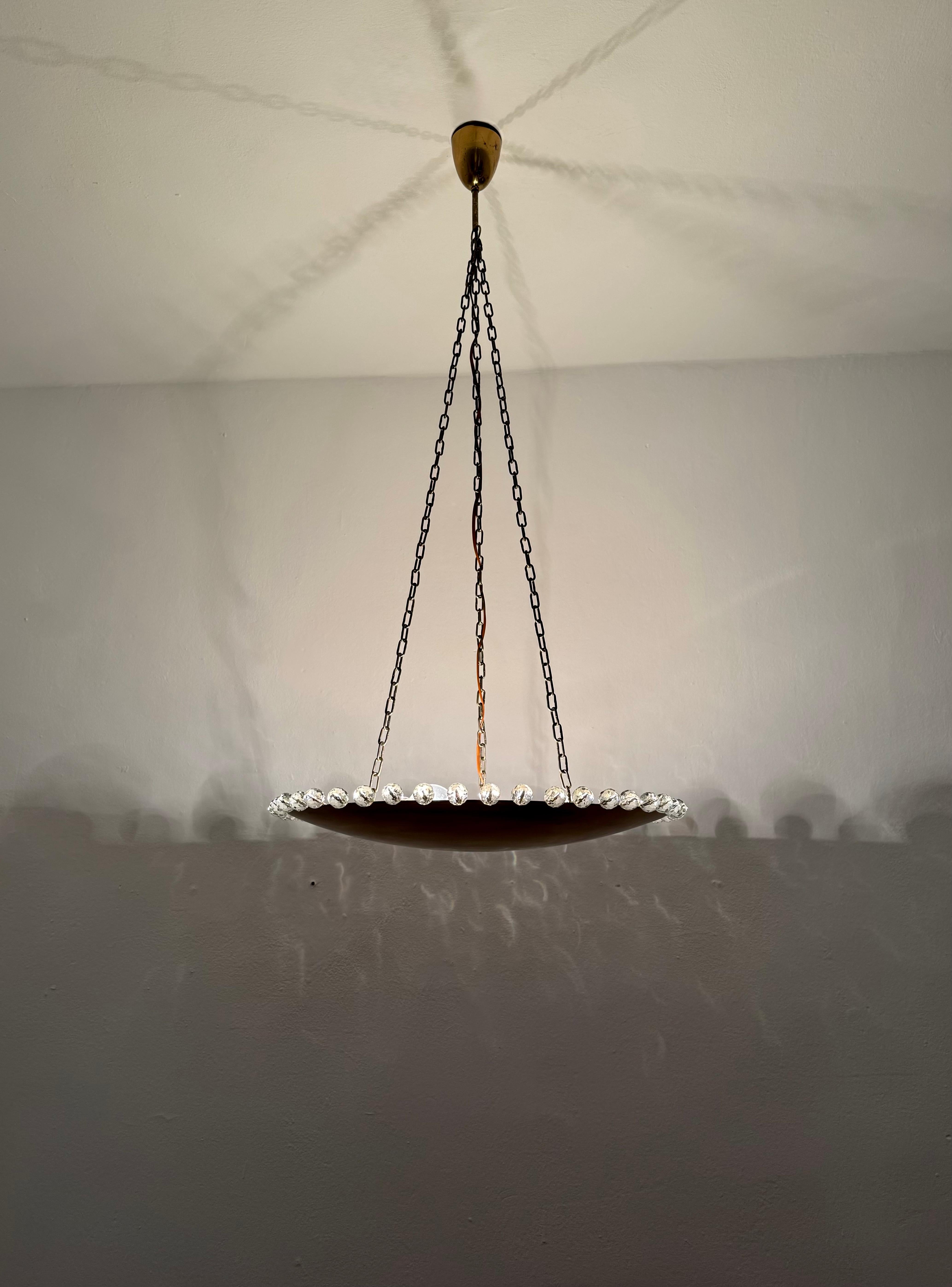 Magnifique lampe suspendue en laiton avec cristaux de Rupert Nikoll en vente 3