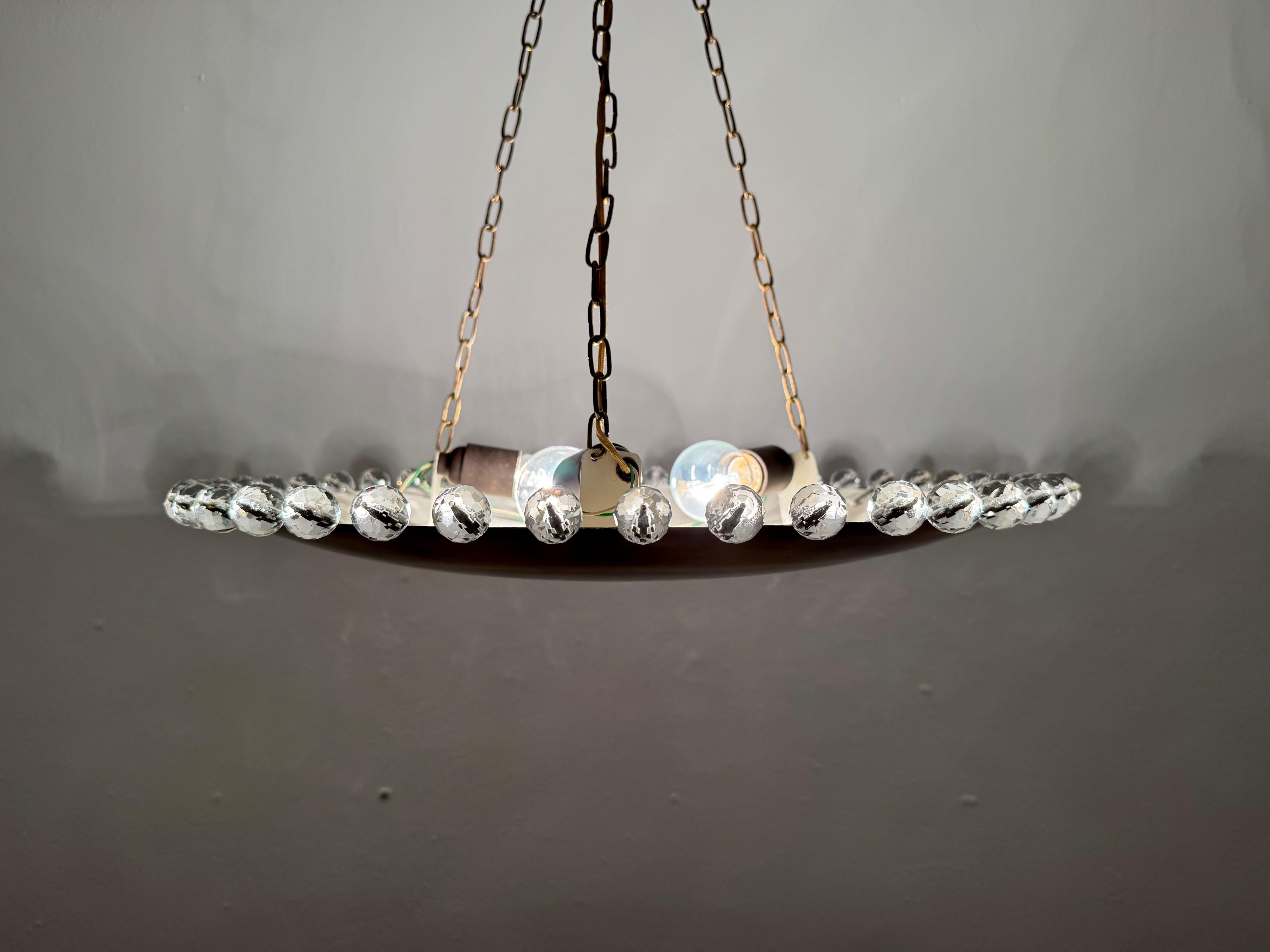 Amazing Brass Pendant Lamp with Crystals by Rupert Nikoll 4