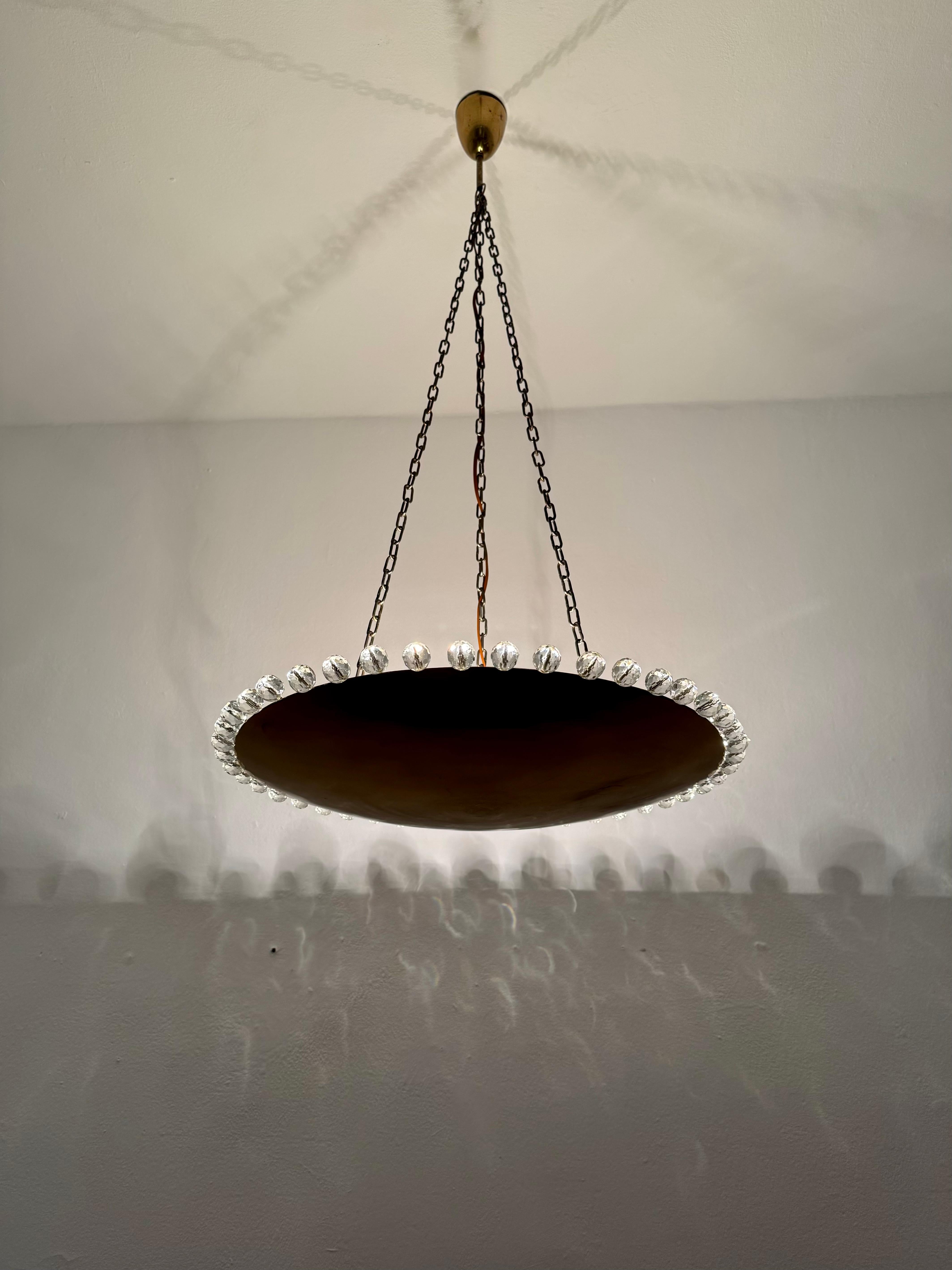 Magnifique lampe suspendue en laiton avec cristaux de Rupert Nikoll en vente 4