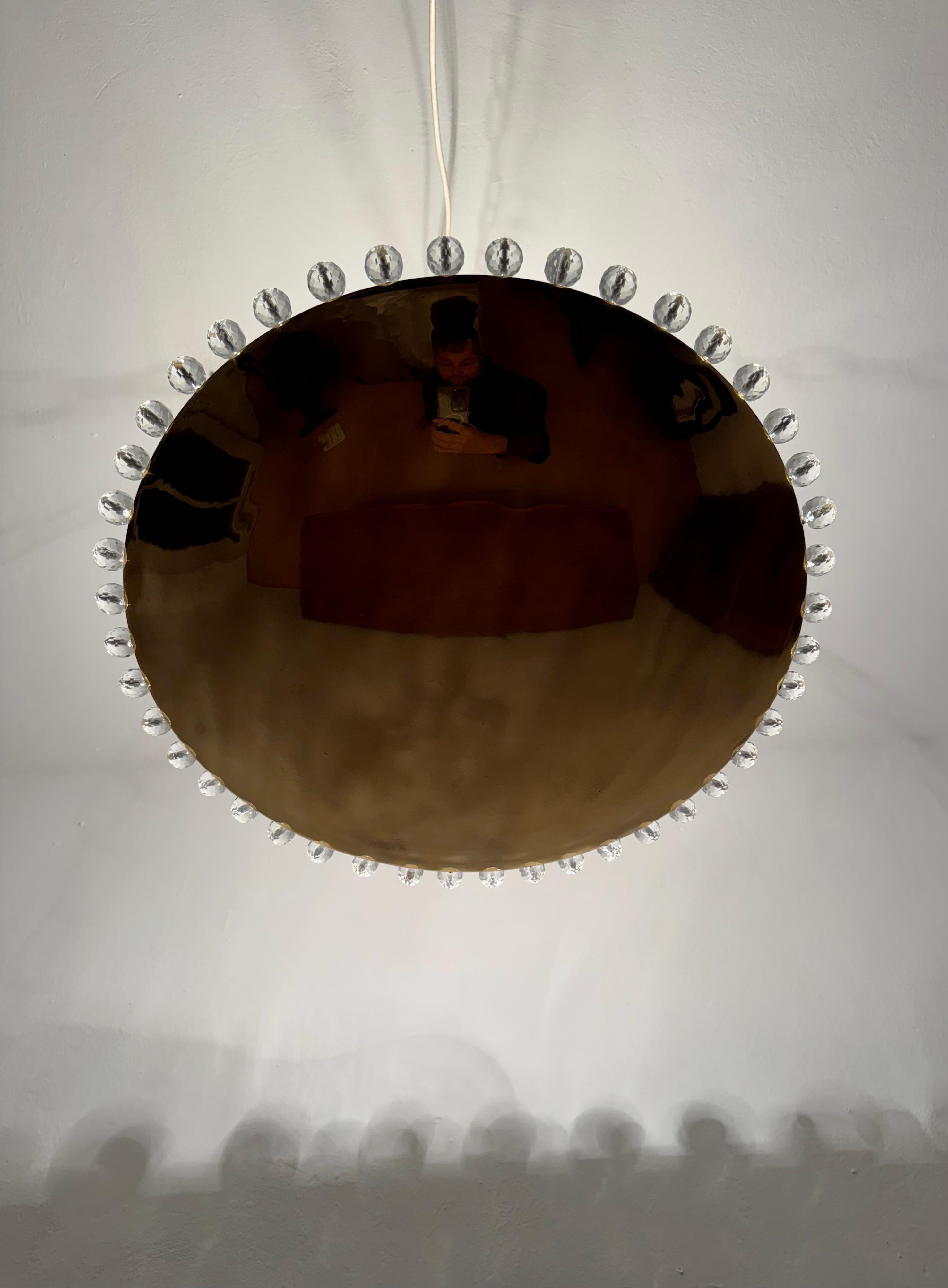 Amazing Brass Pendant Lamp with Crystals by Rupert Nikoll 5