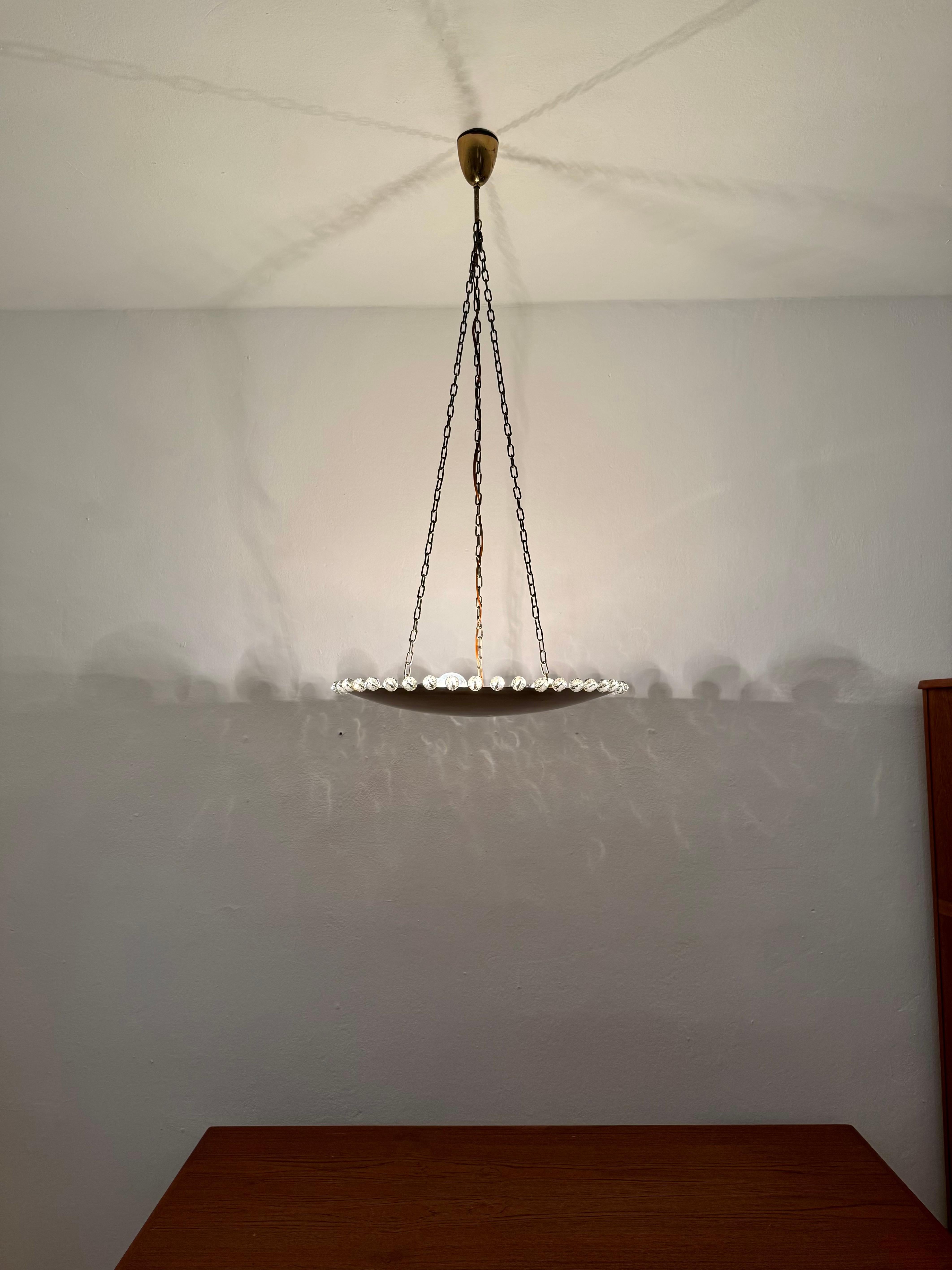 Magnifique lampe suspendue en laiton avec cristaux de Rupert Nikoll en vente 5