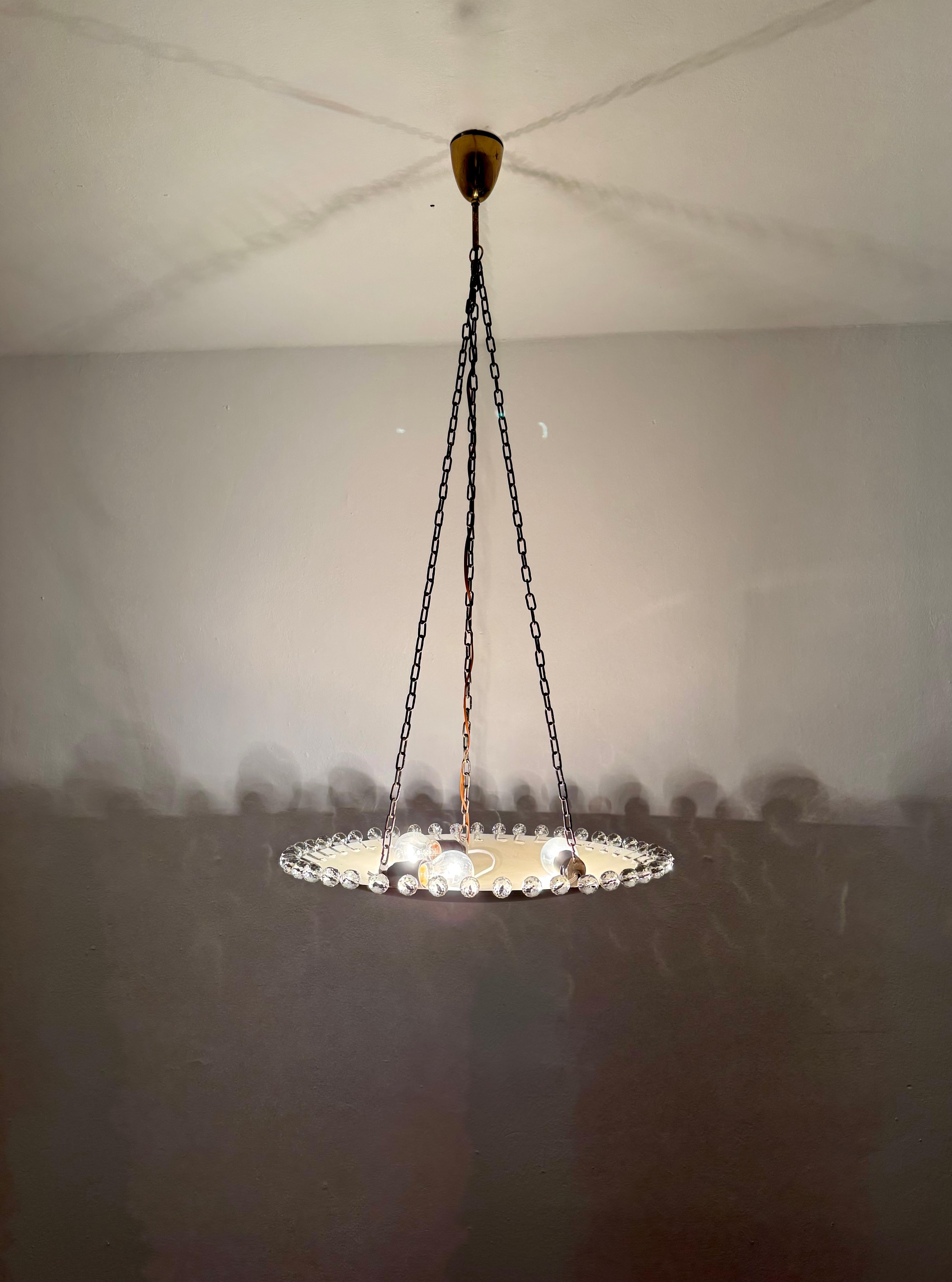 Magnifique lampe suspendue en laiton avec cristaux de Rupert Nikoll en vente 6