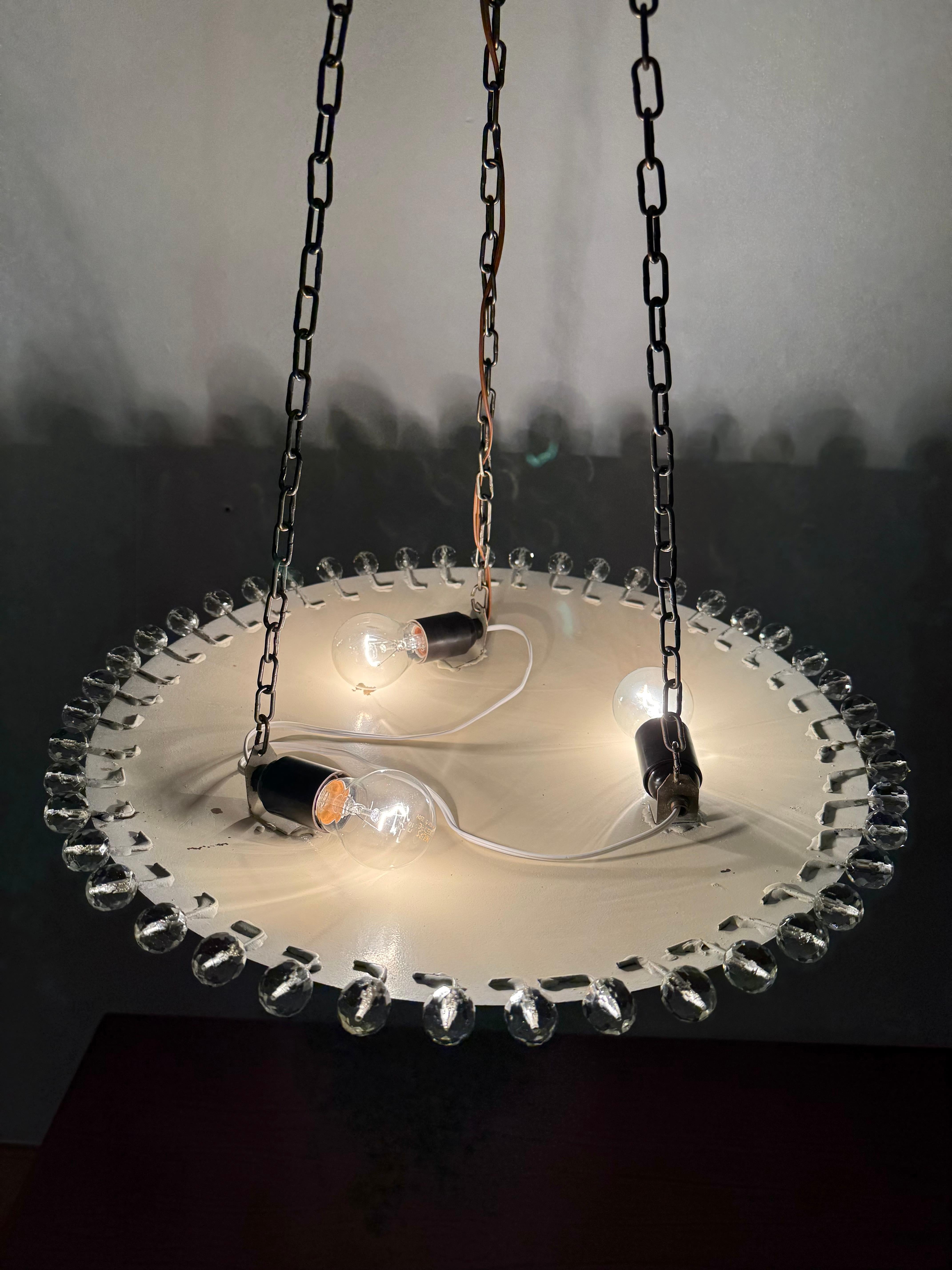 Magnifique lampe suspendue en laiton avec cristaux de Rupert Nikoll en vente 7