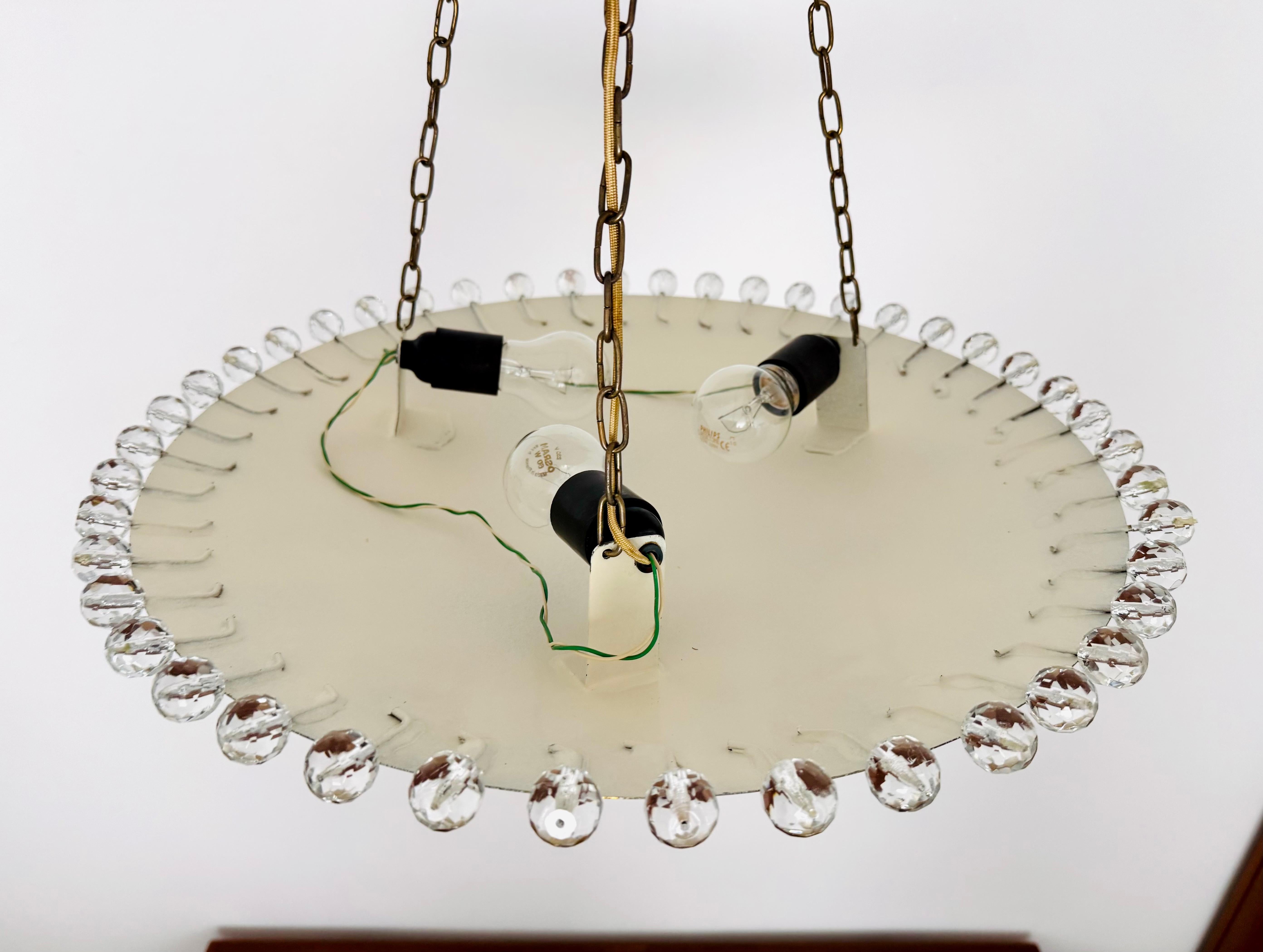 Amazing Brass Pendant Lamp with Crystals by Rupert Nikoll 8