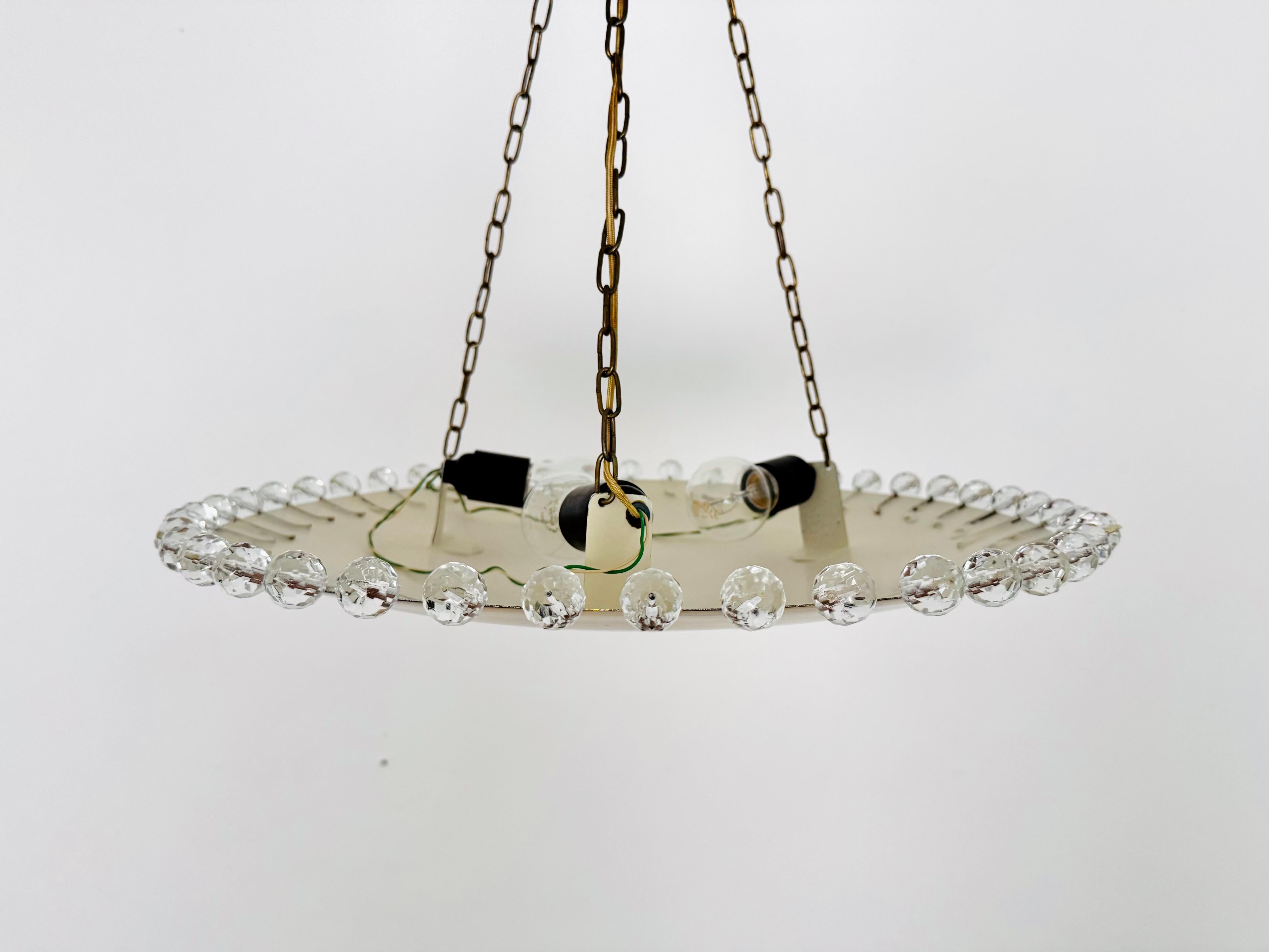 Amazing Brass Pendant Lamp with Crystals by Rupert Nikoll 9