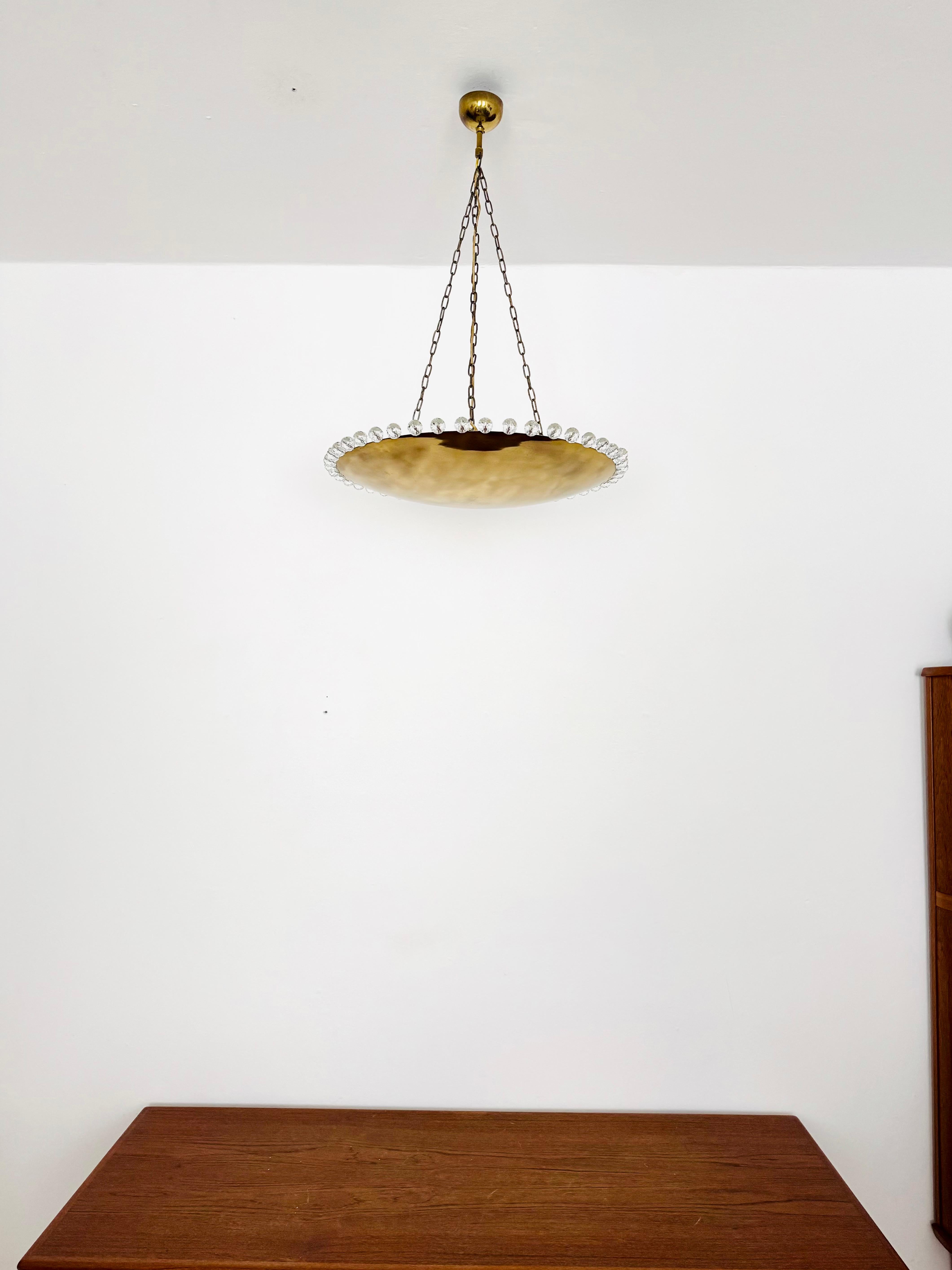 Amazing Brass Pendant Lamp with Crystals by Rupert Nikoll In Good Condition In München, DE