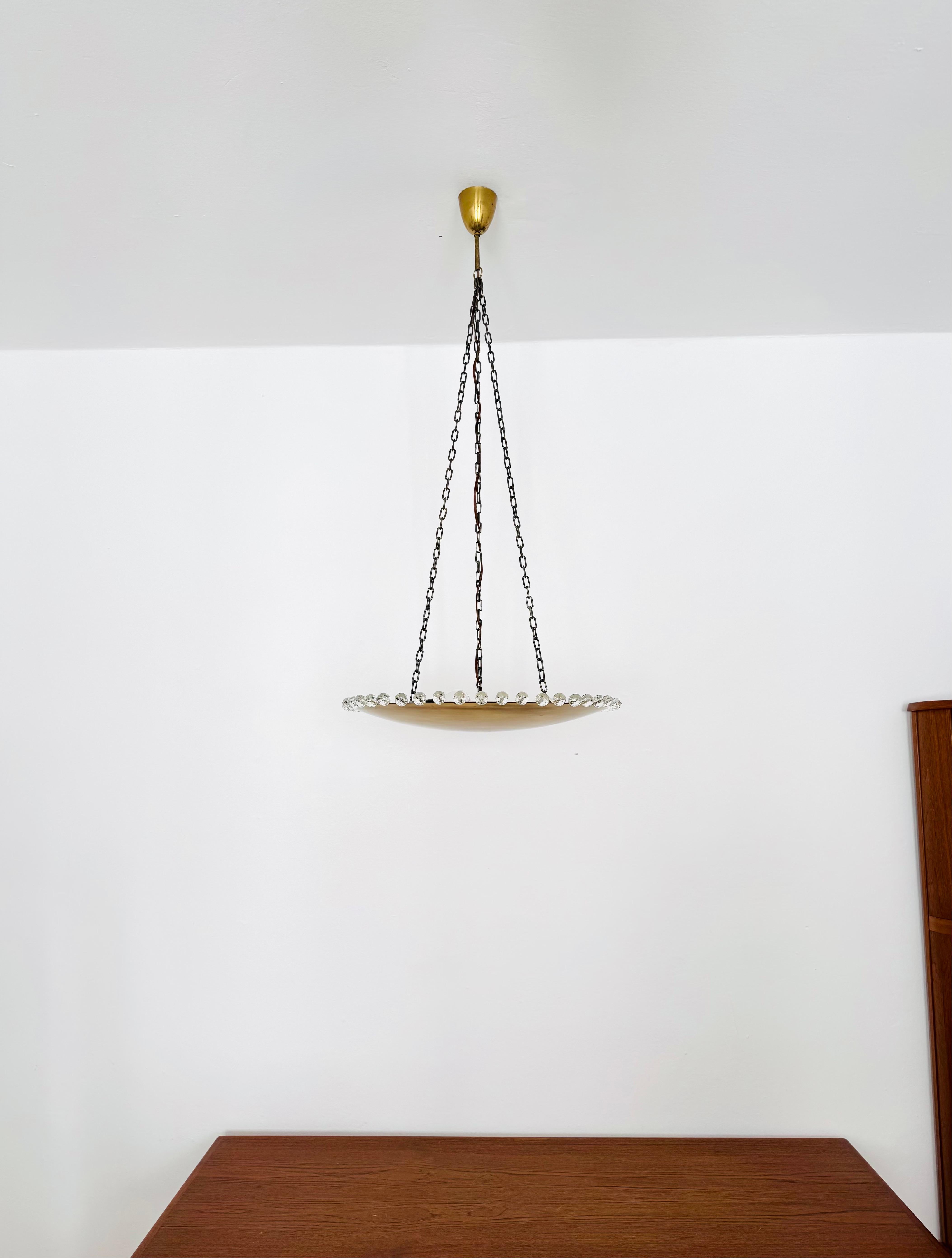 Magnifique lampe suspendue en laiton avec cristaux de Rupert Nikoll Bon état - En vente à München, DE
