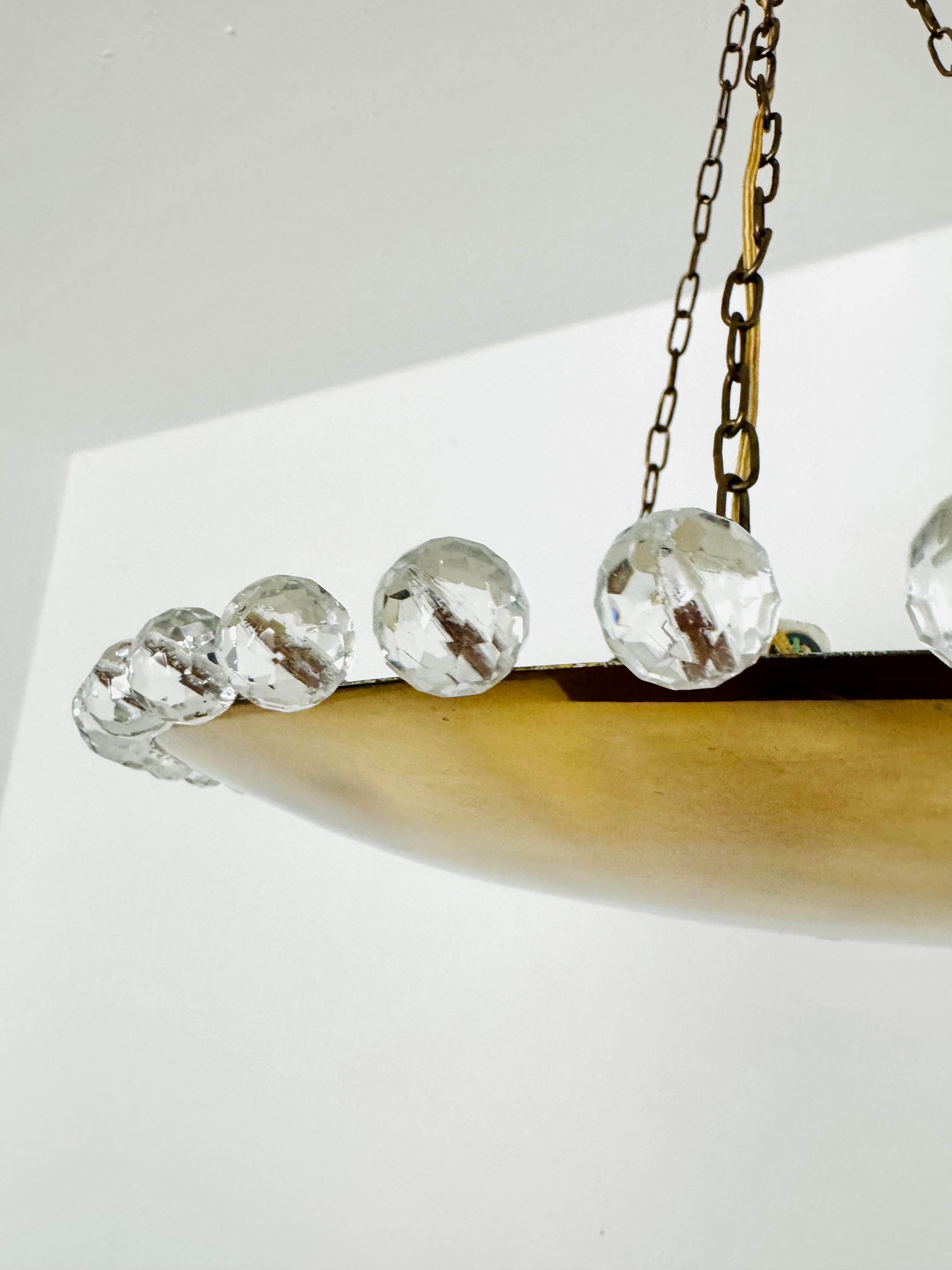 Mid-20th Century Amazing Brass Pendant Lamp with Crystals by Rupert Nikoll