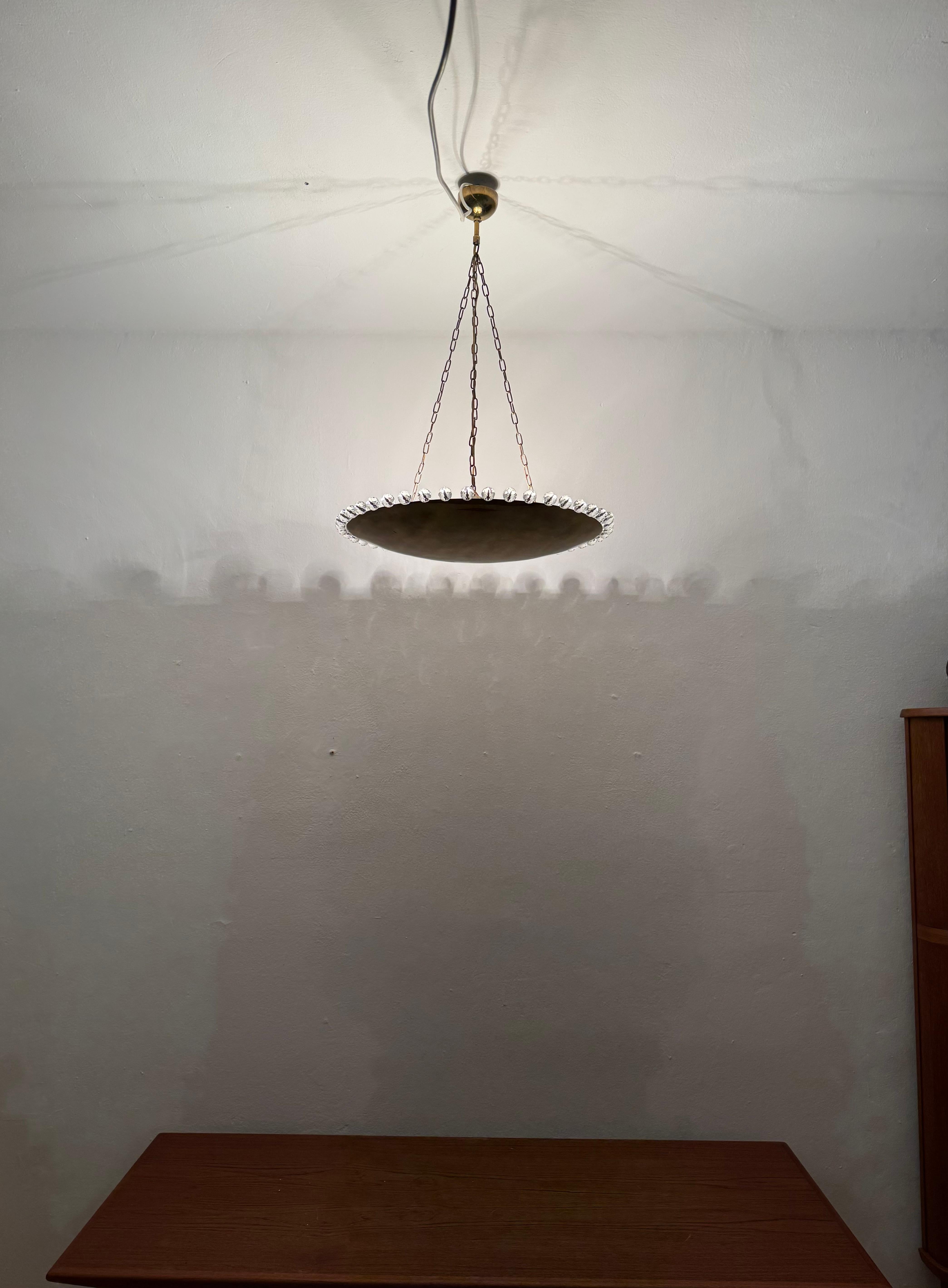 Amazing Brass Pendant Lamp with Crystals by Rupert Nikoll 1