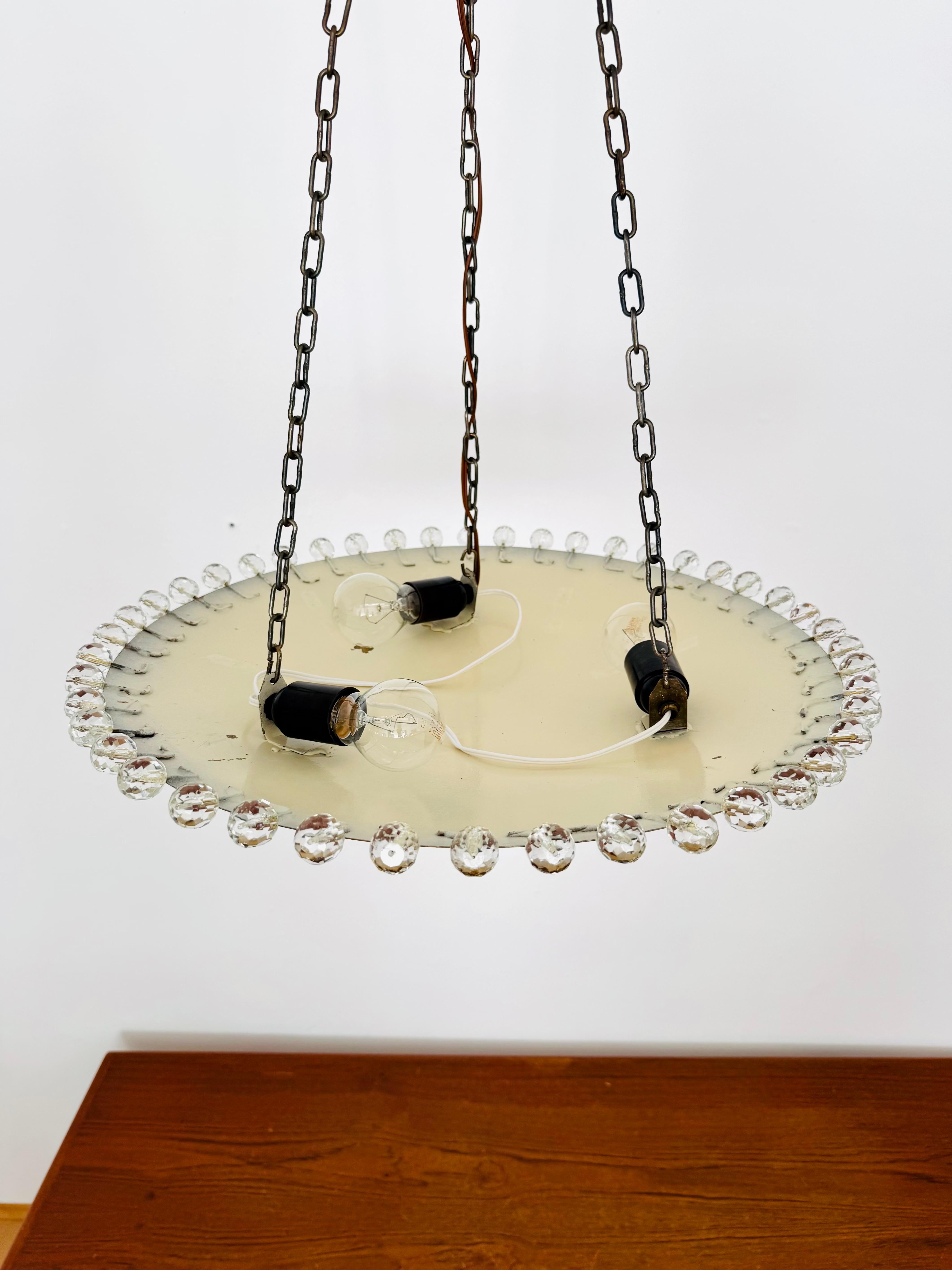 Magnifique lampe suspendue en laiton avec cristaux de Rupert Nikoll en vente 1