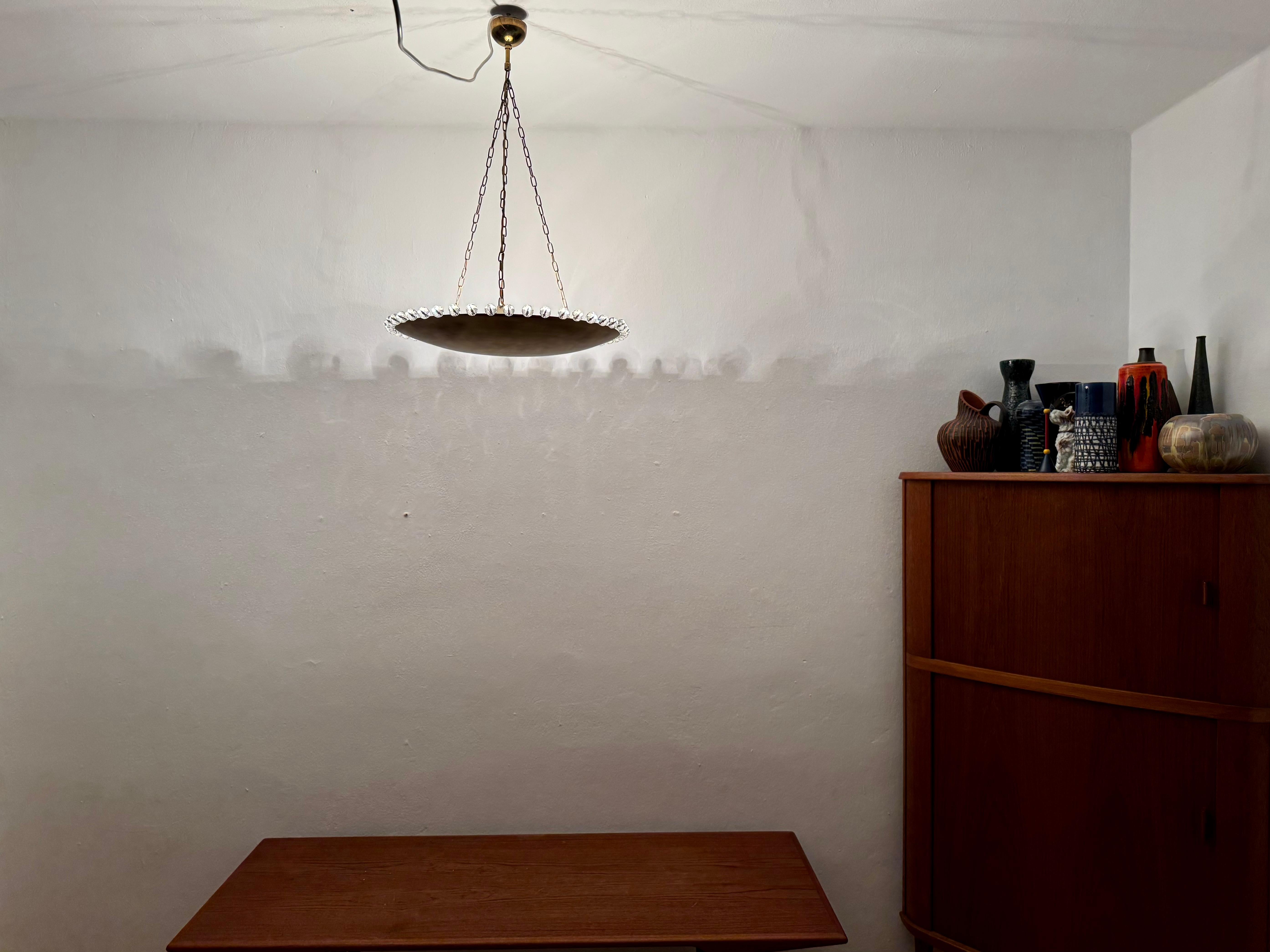Amazing Brass Pendant Lamp with Crystals by Rupert Nikoll 2
