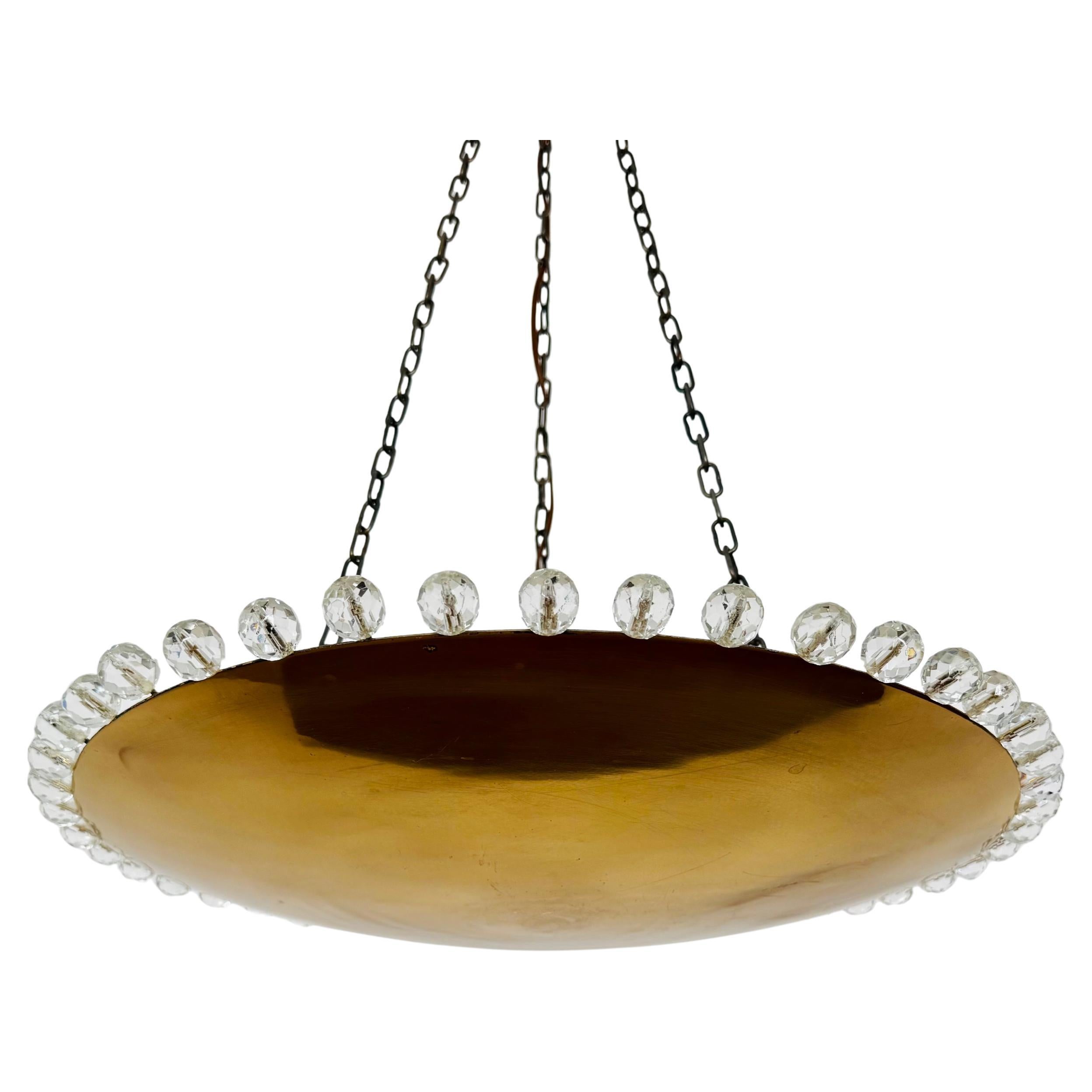 Magnifique lampe suspendue en laiton avec cristaux de Rupert Nikoll en vente