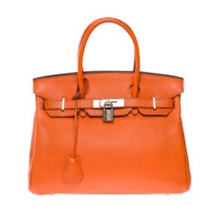 Amazing & Bright Hermès Birkin 30 Handtasche in Orange H Togo Leder, SHW