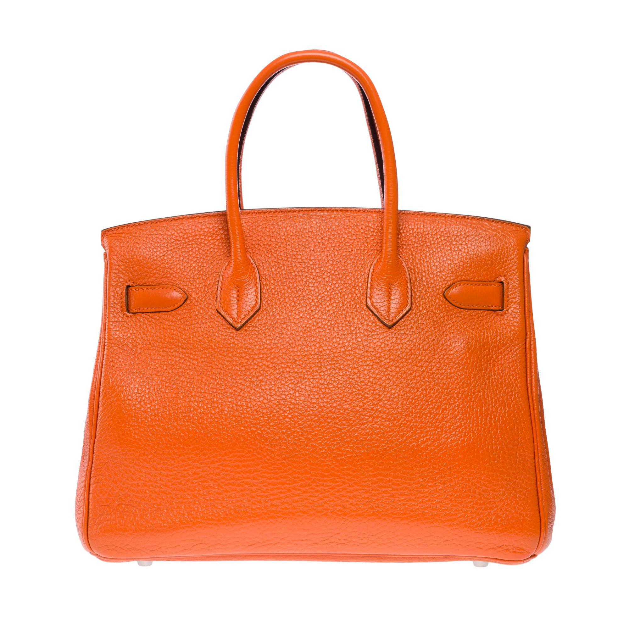 Amazing & Bright Hermès Birkin 30 handbag in Orange H Togo leather, SHW In Good Condition For Sale In Paris, IDF