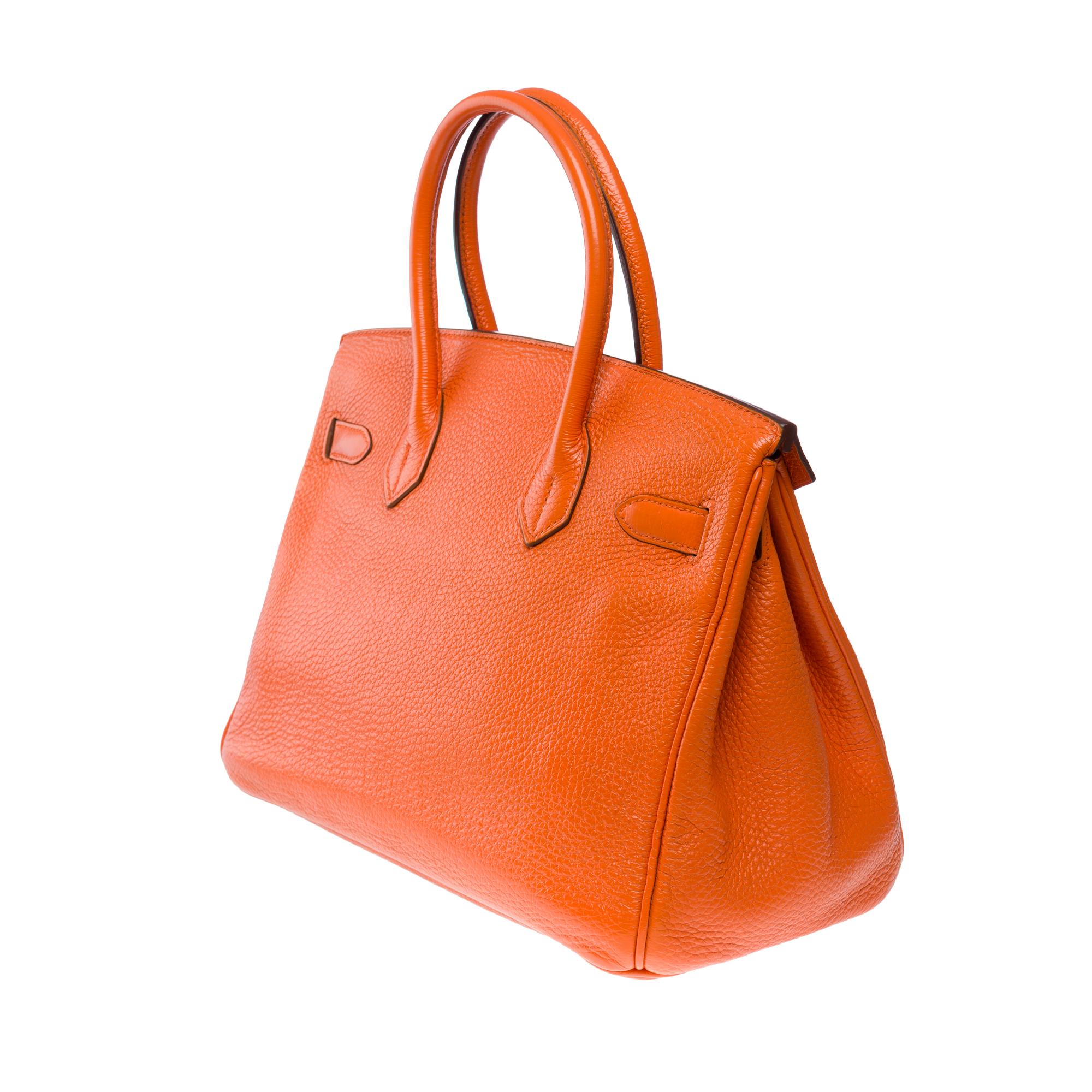 Amazing & Bright Hermès Birkin 30 handbag in Orange H Togo leather, SHW For Sale 1