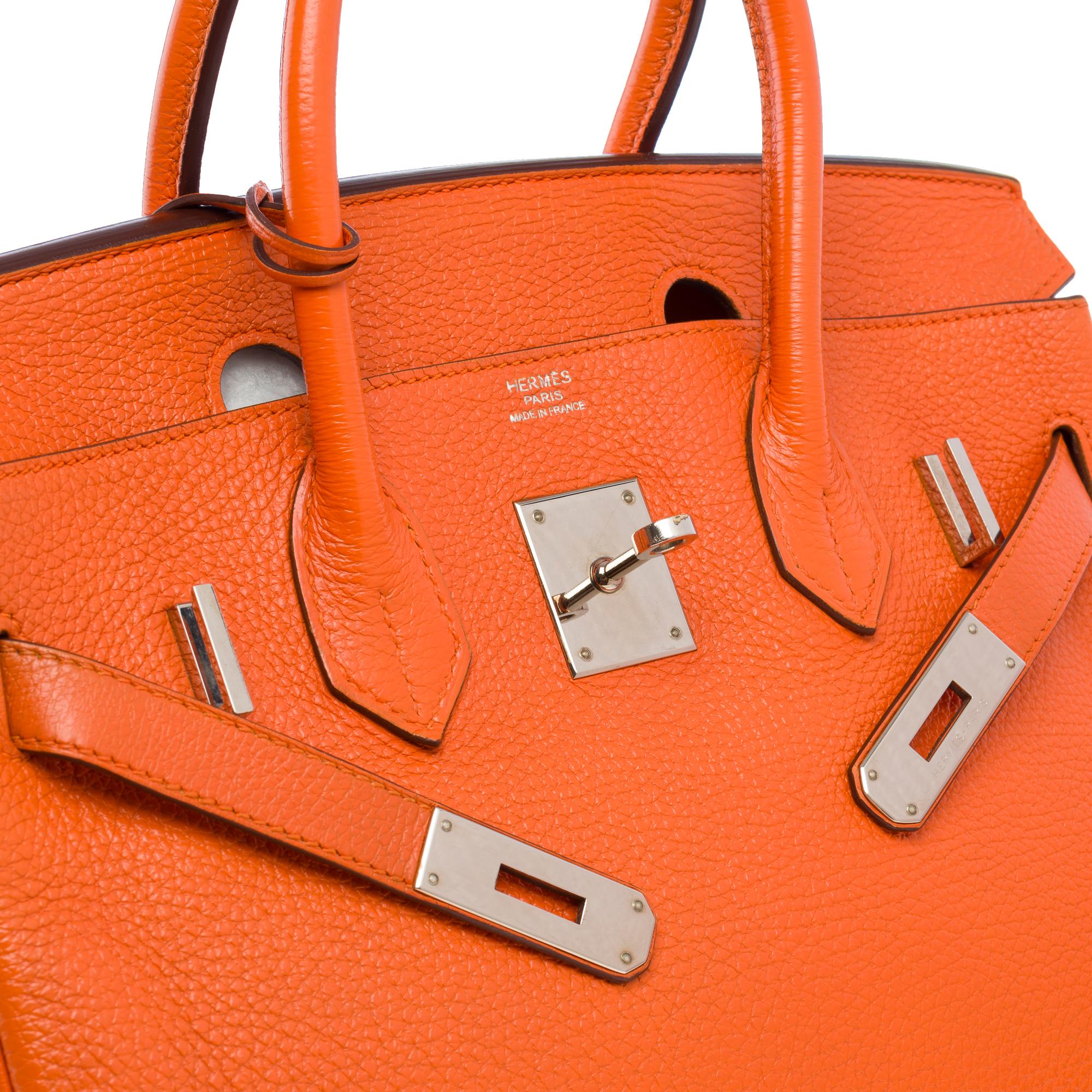 Amazing & Bright Hermès Birkin 30 handbag in Orange H Togo leather, SHW For Sale 2