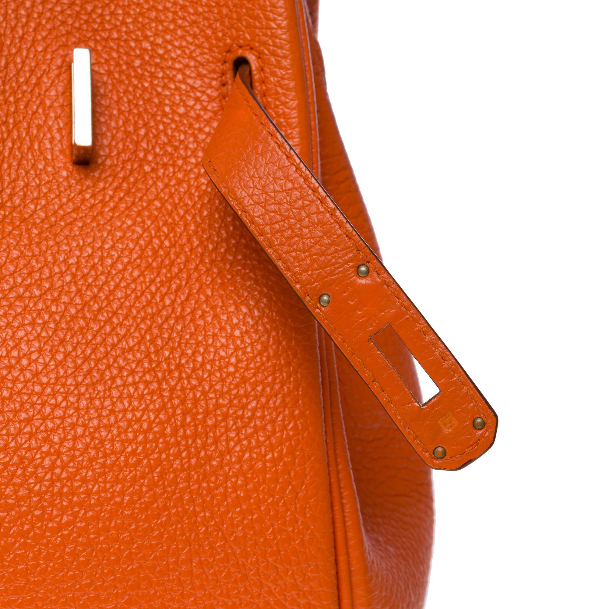Amazing & Bright Hermès Birkin 30 handbag in Orange H Togo leather, SHW For Sale 3