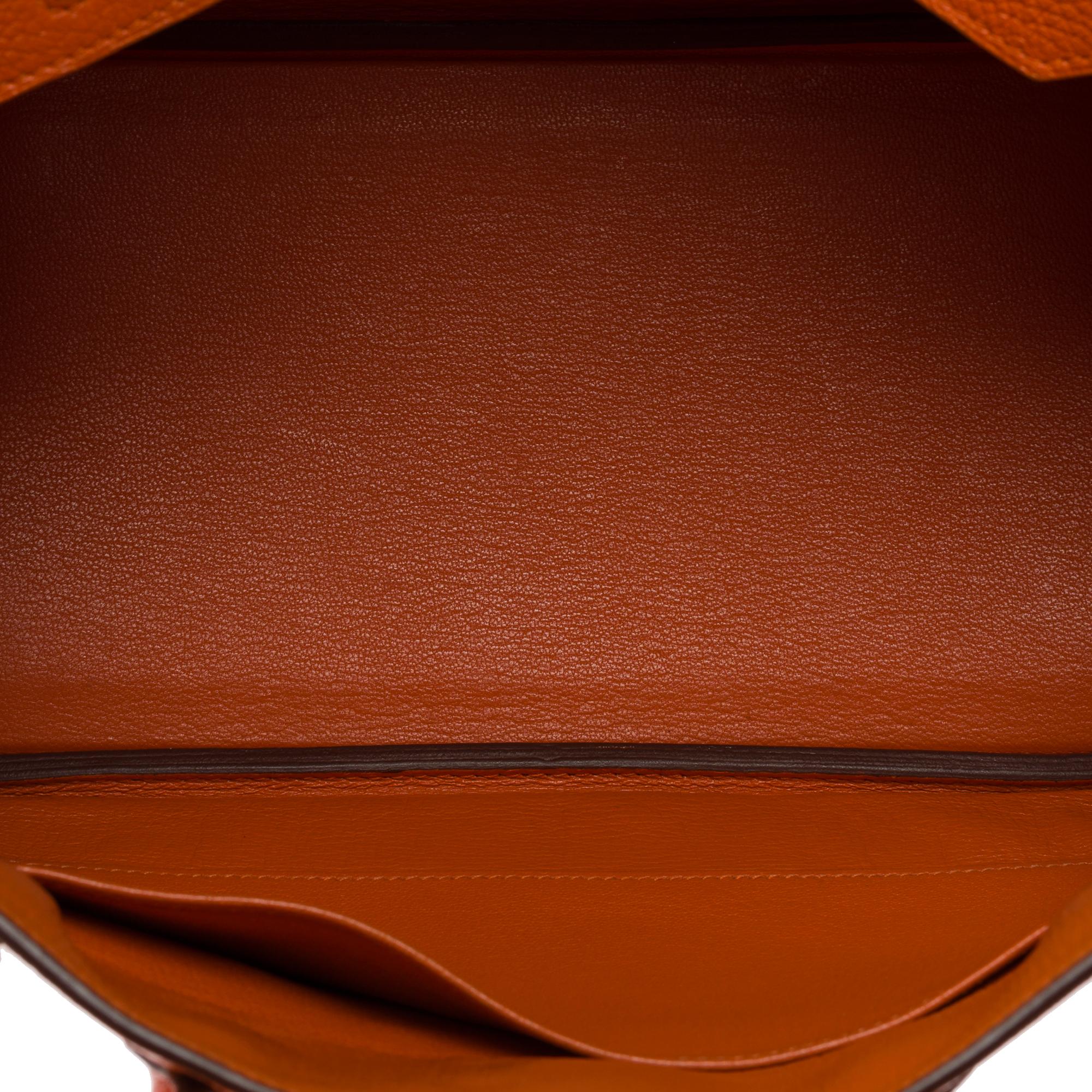 Amazing & Bright Hermès Birkin 30 handbag in Orange H Togo leather, SHW For Sale 4