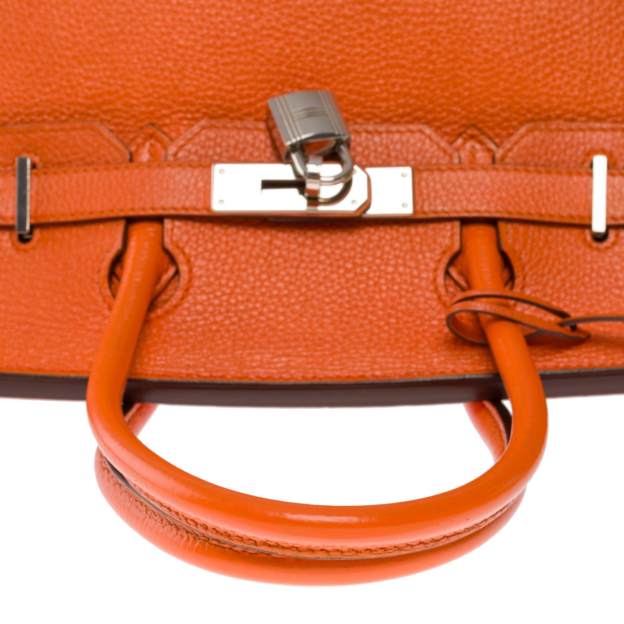 Amazing & Bright Hermès Birkin 30 handbag in Orange H Togo leather, SHW For Sale 5