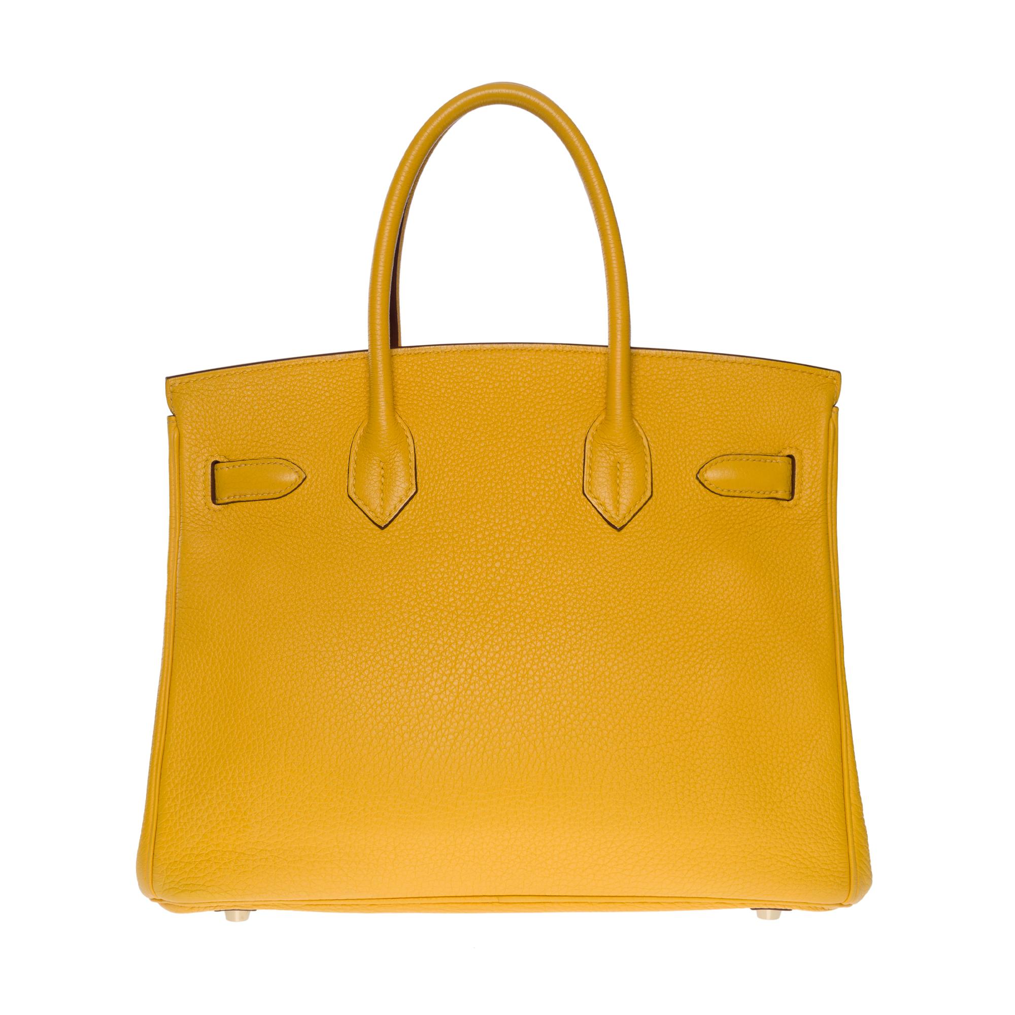 Amazing & Bright Hermès Birkin 30 handbag in Yellow Togo leather, GHW In Excellent Condition In Paris, IDF