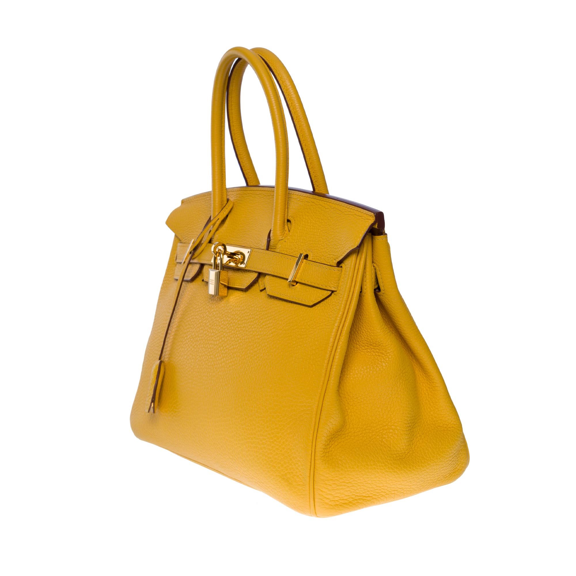 Women's Amazing & Bright Hermès Birkin 30 handbag in Yellow Togo leather, GHW For Sale