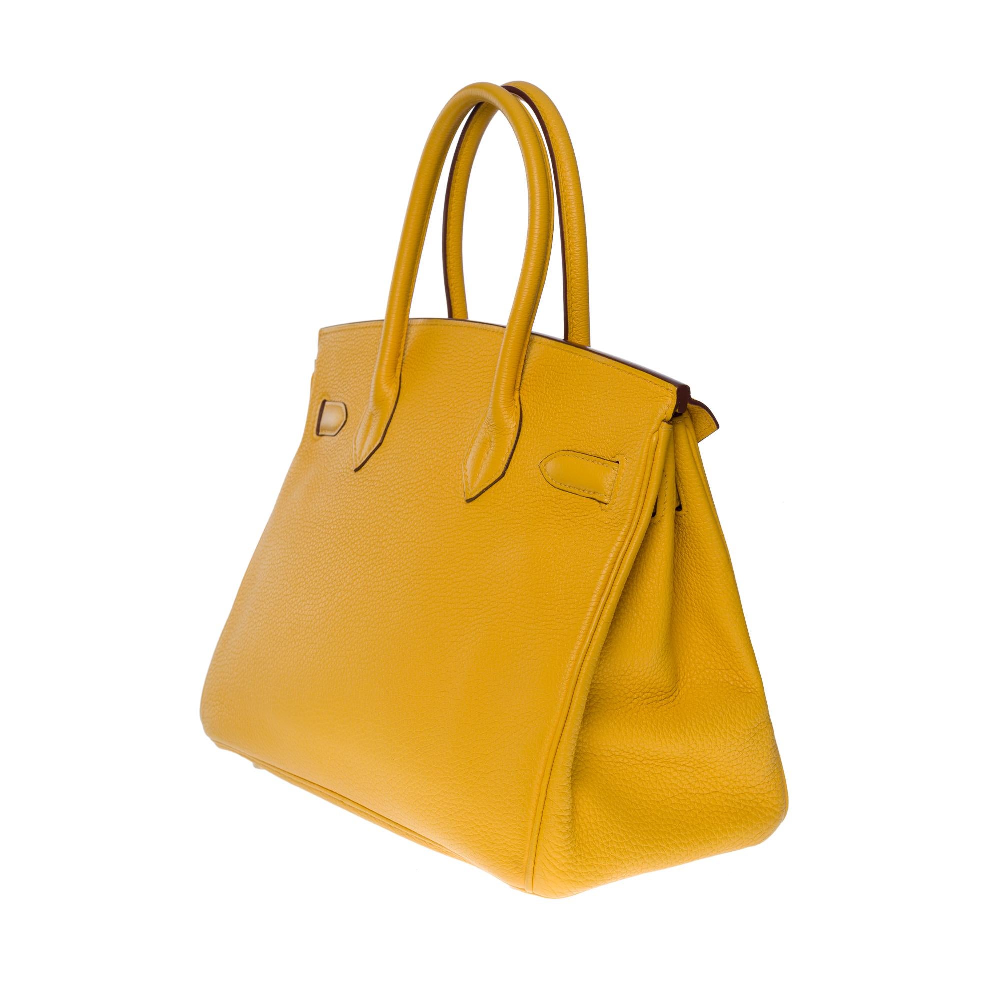 Amazing & Bright Hermès Birkin 30 handbag in Yellow Togo leather, GHW 1