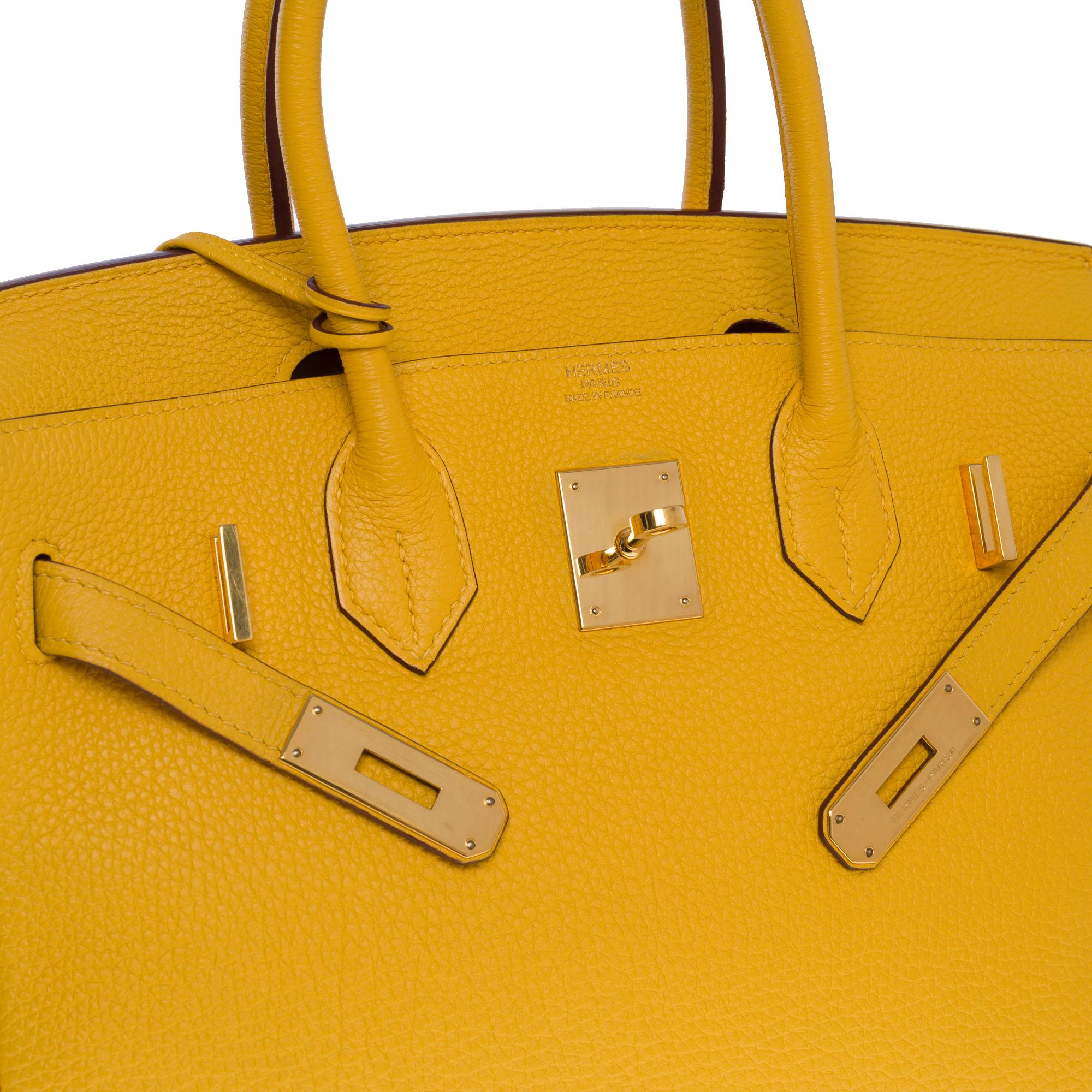 Amazing & Bright Hermès Birkin 30 handbag in Yellow Togo leather, GHW For Sale 2