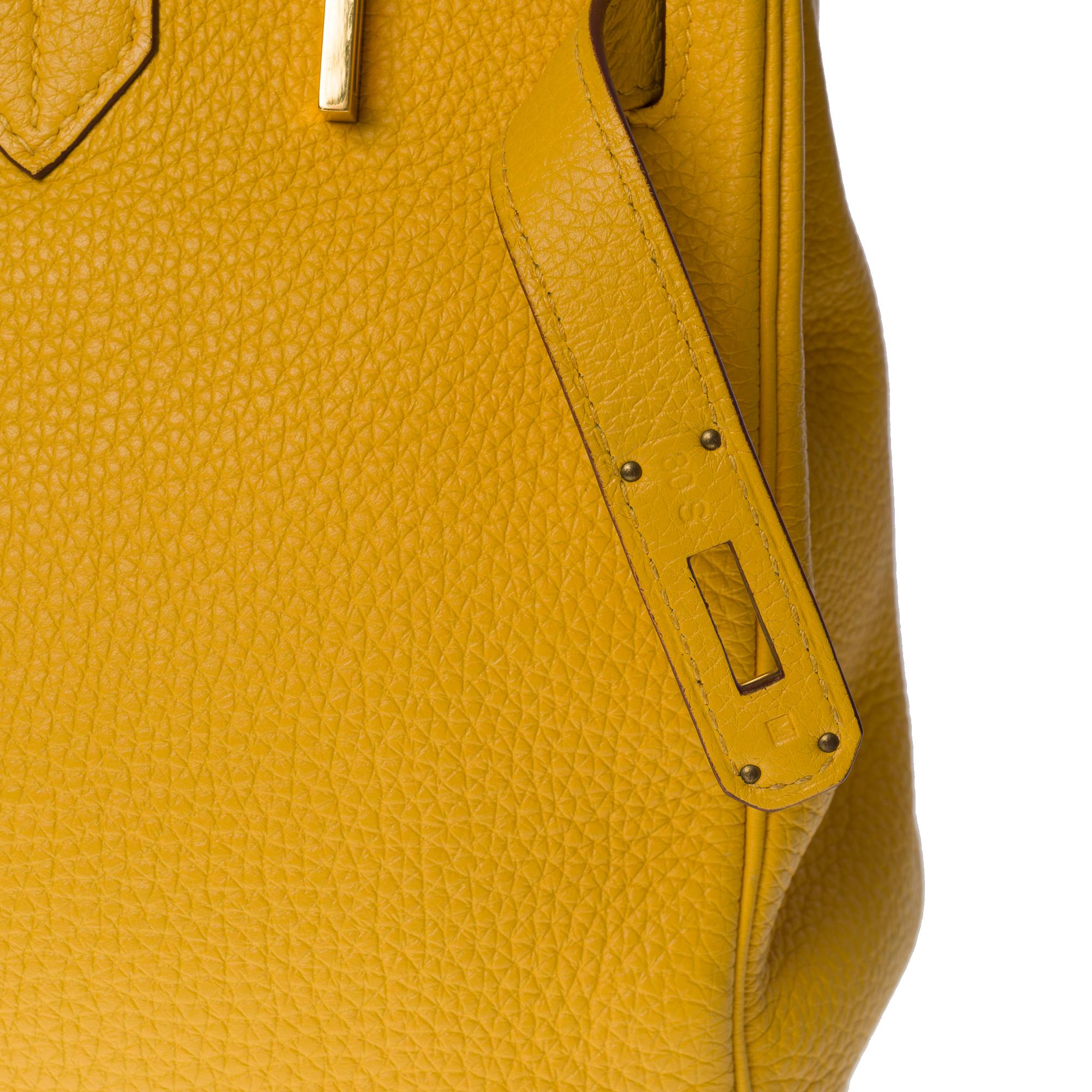 Amazing & Bright Hermès Birkin 30 Handtasche in Gelb Togo Leder, GHW Damen im Angebot