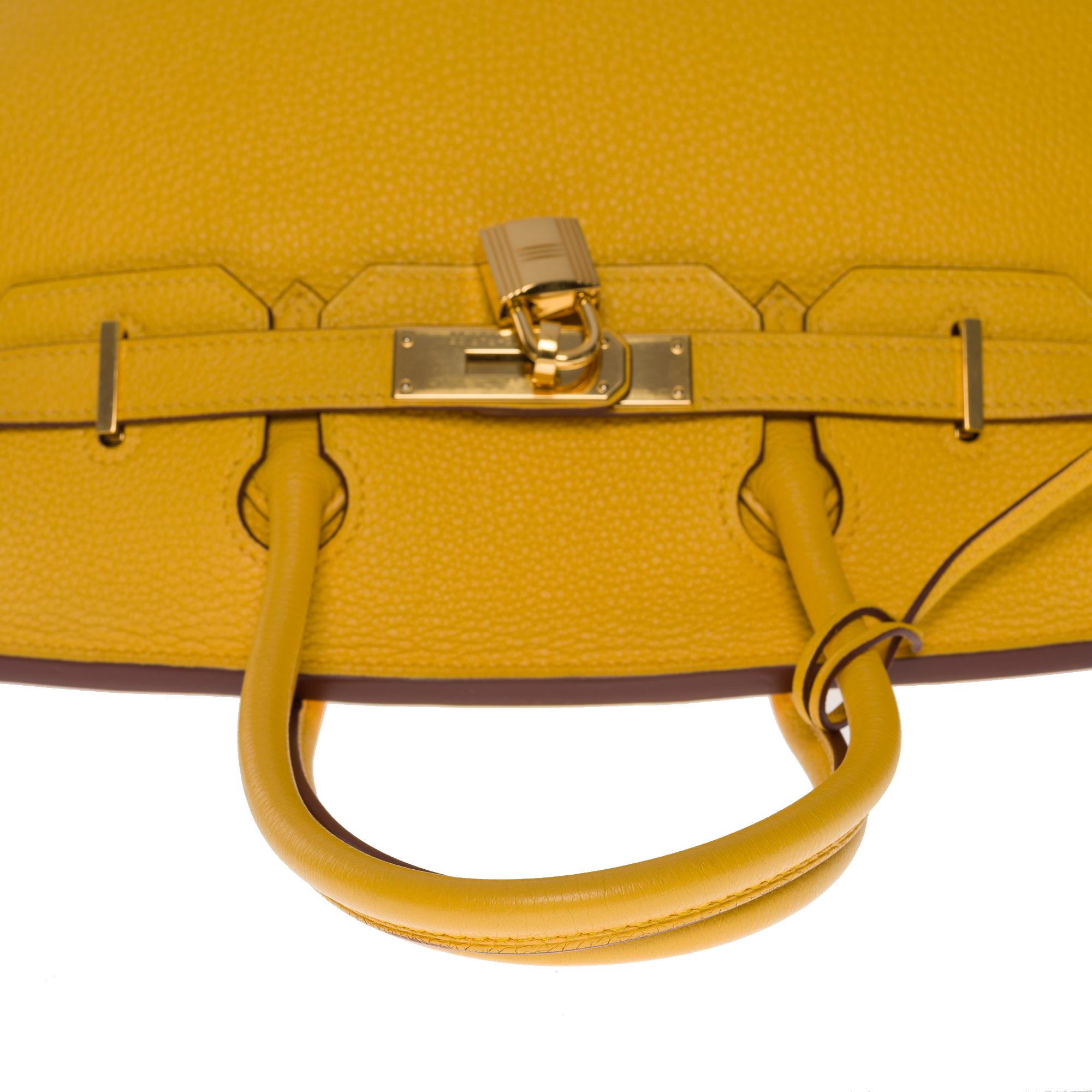 Amazing & Bright Hermès Birkin 30 handbag in Yellow Togo leather, GHW For Sale 5