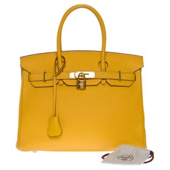 Used Amazing & Bright Hermès Birkin 30 handbag in Yellow Togo leather, GHW