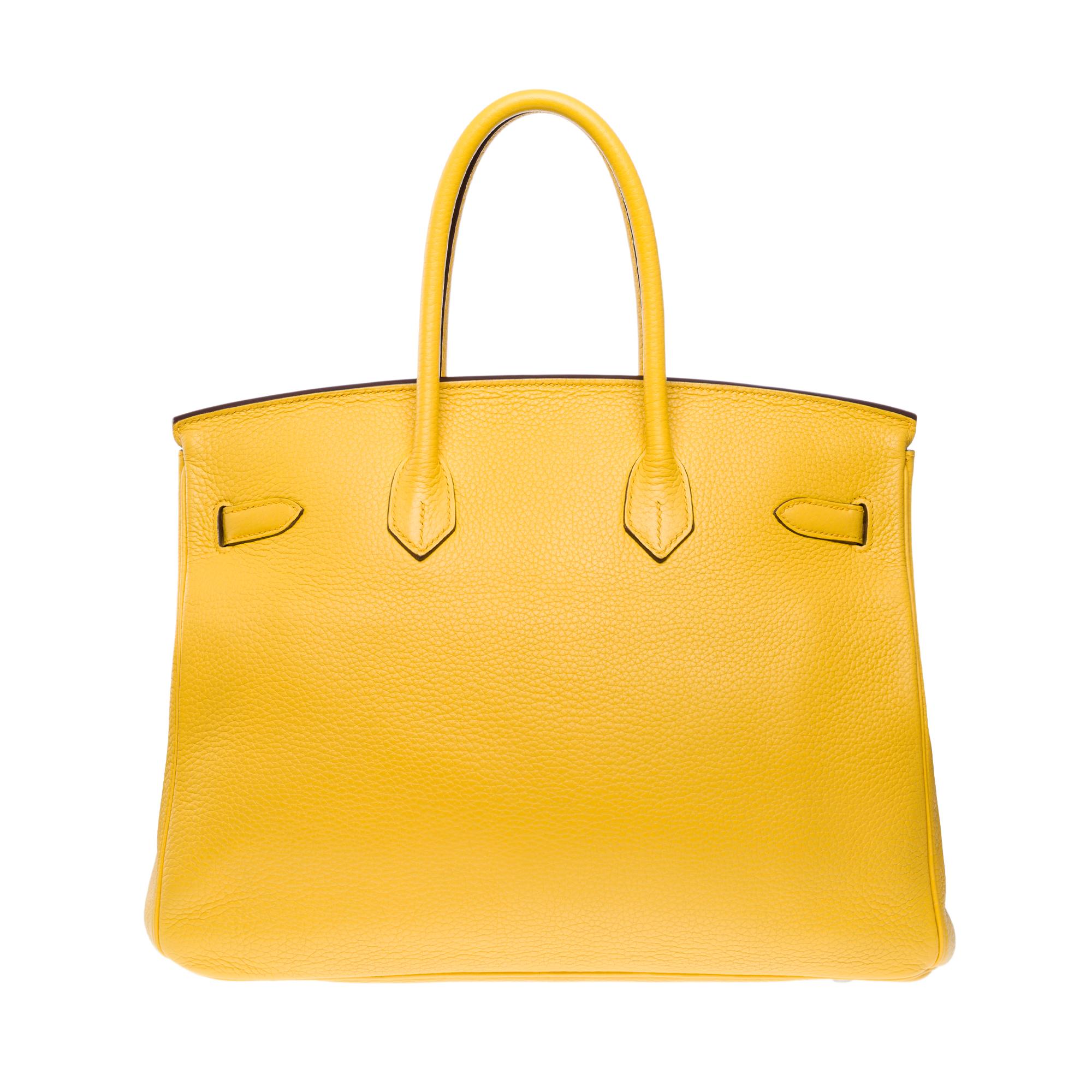 Women's or Men's Amazing & Bright Hermès Birkin 35 handbag in Jaune de Naples Togo leather, PHW