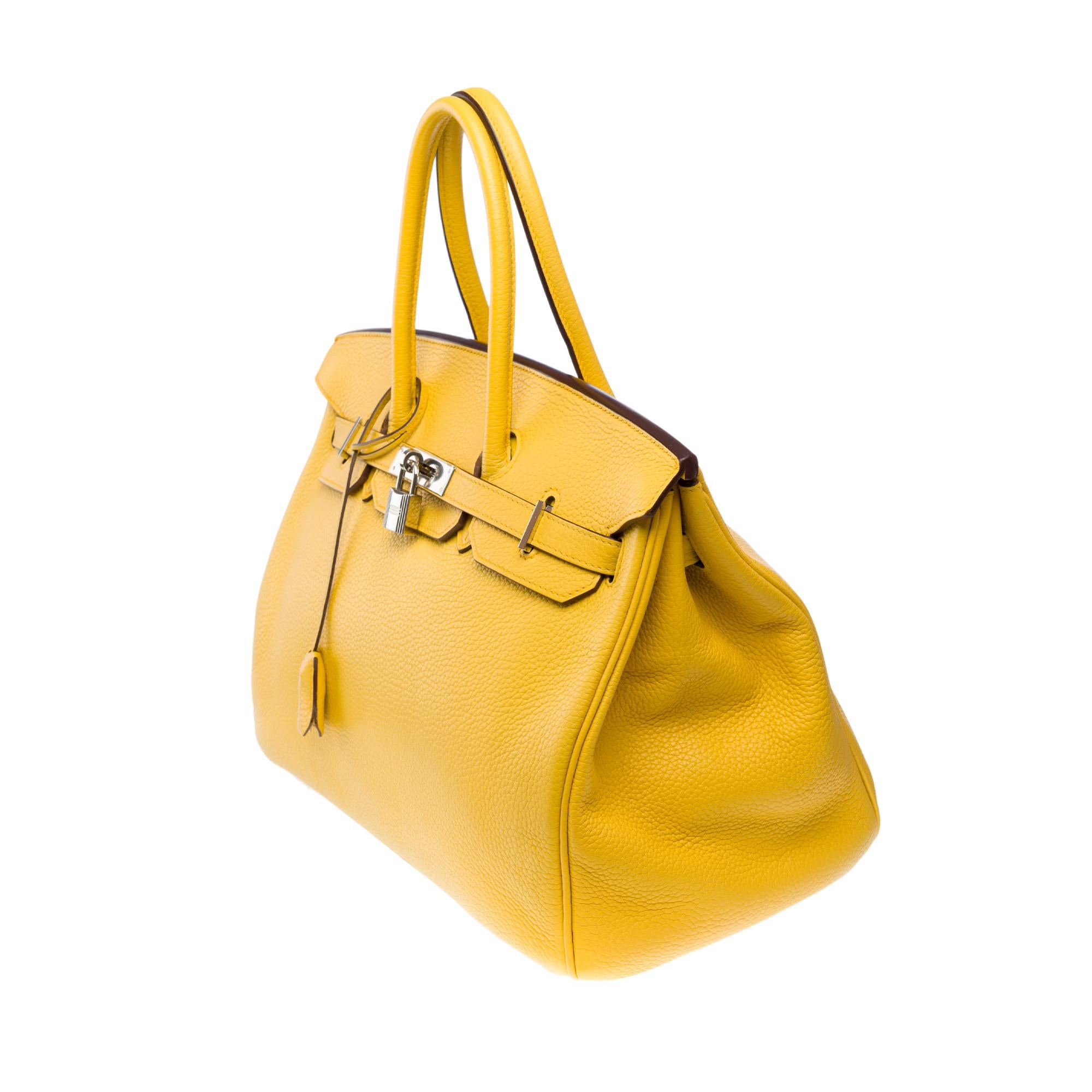 Amazing & Bright Hermès Birkin 35 handbag in Jaune de Naples Togo leather, PHW 1