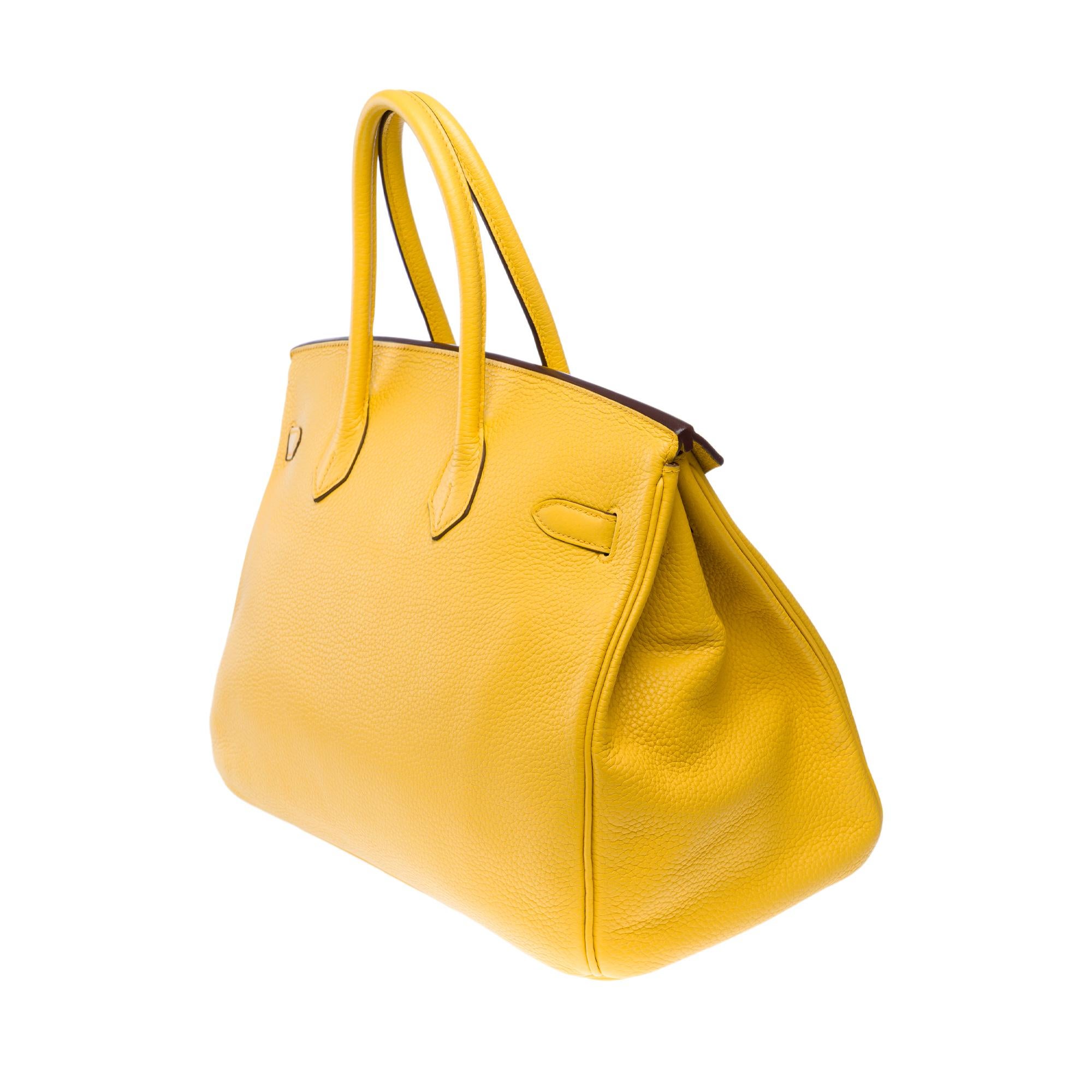 Amazing & Bright Hermès Birkin 35 handbag in Jaune de Naples Togo leather, PHW 2