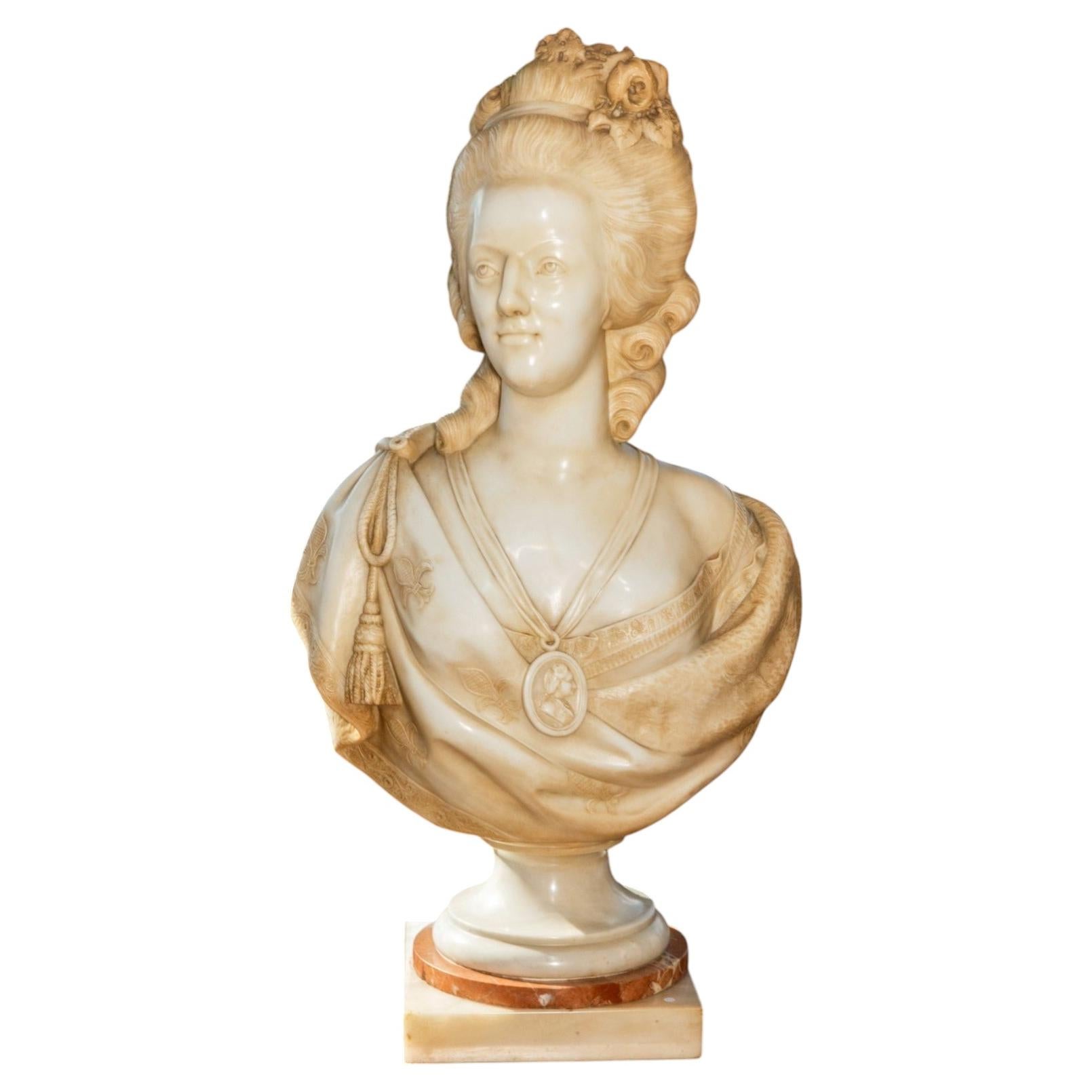 Amazing Bust of Marie Antoinette. Late 18th Century, Carrara Marble