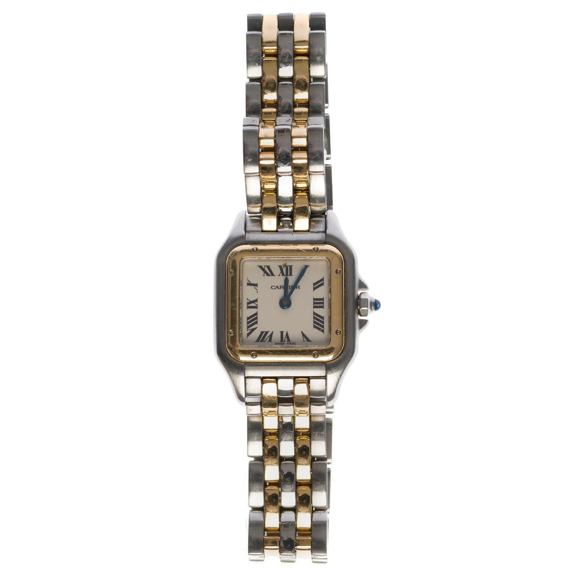 Amazing Cartier Panthere lady wristwatch in yellow gold plated & steel