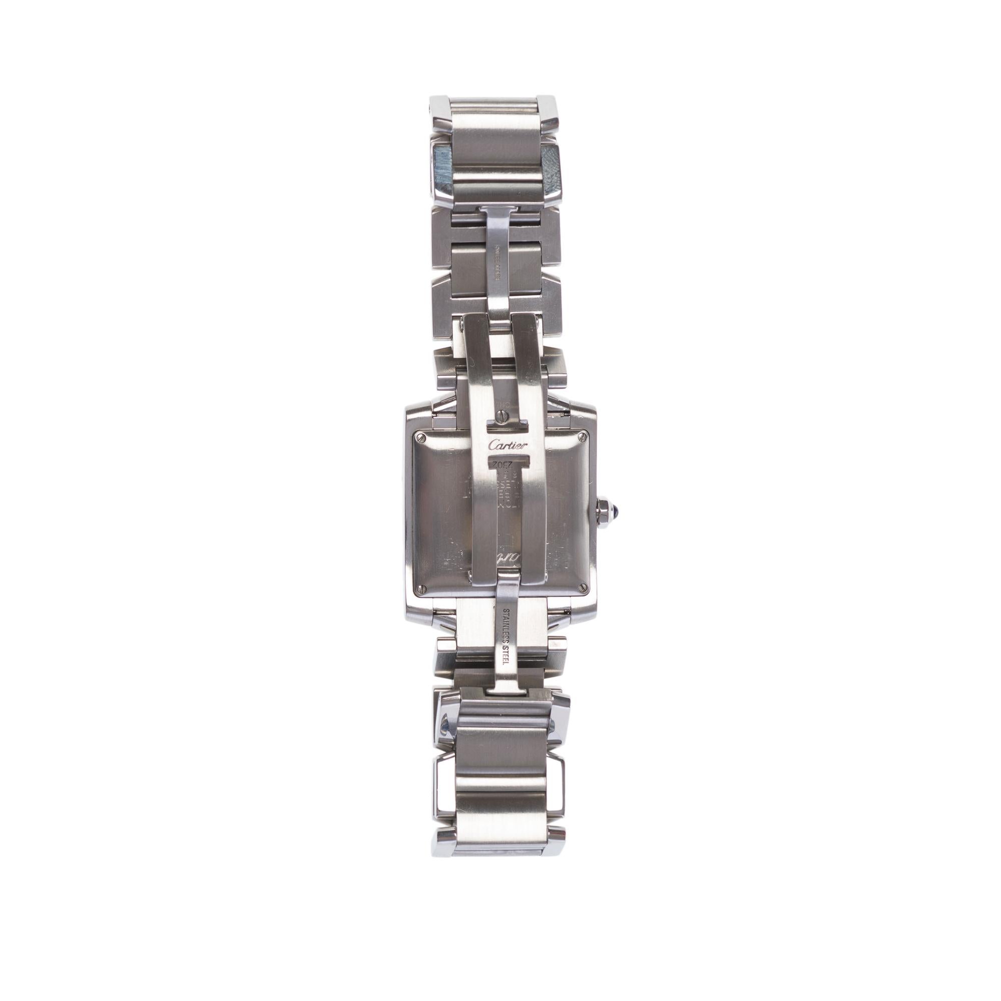 Modern Amazing Cartier Tank Française Automatic Wrist watch in silver For Sale