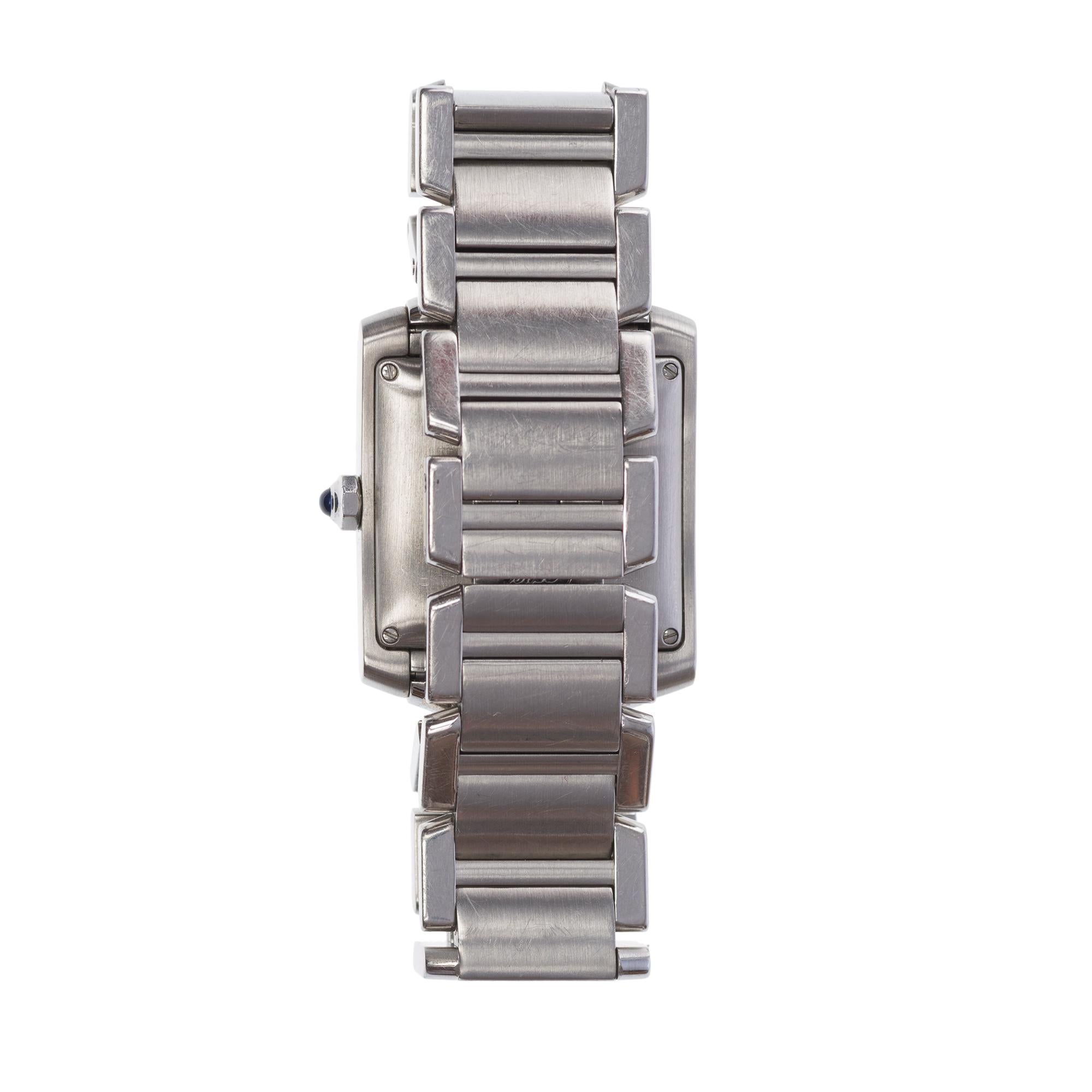 Women's or Men's Amazing Cartier Tank Française Automatic Wrist watch in silver For Sale