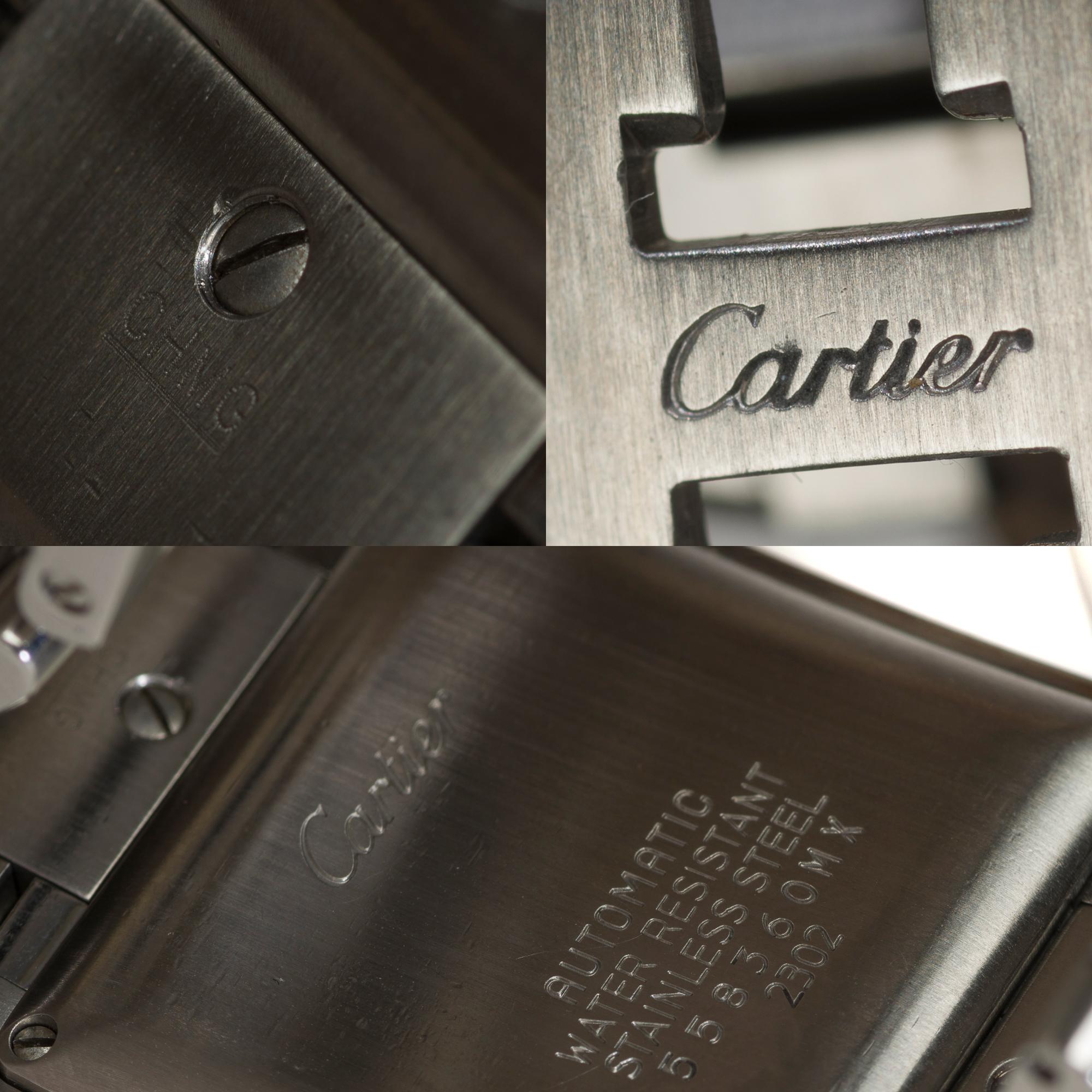 Amazing Cartier Tank Française Automatic Wrist watch in silver For Sale 2