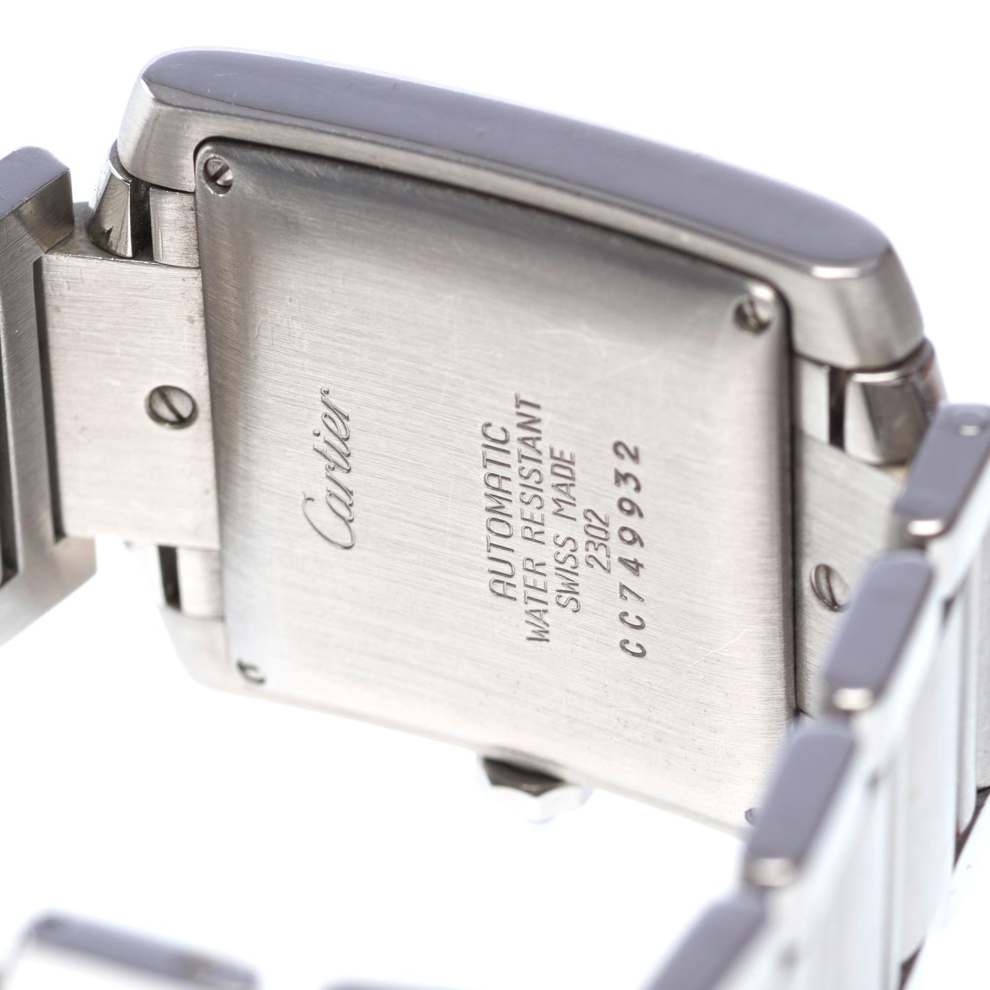 Amazing Cartier Tank Française Automatic Wrist watch in silver For Sale 4