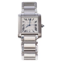 Incredibile orologio da polso automatico Cartier Tank Française in argento