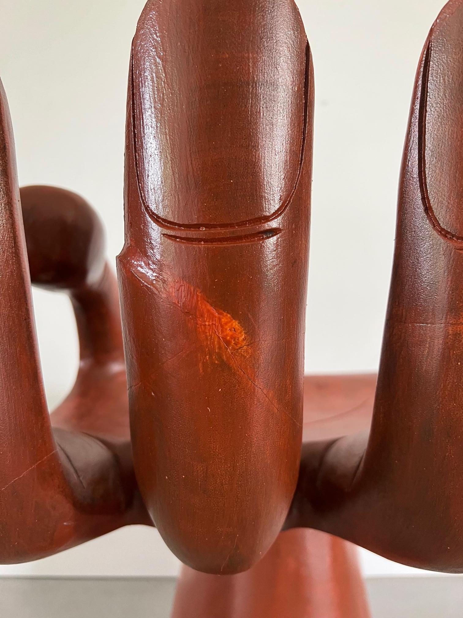 Teak Amazing Carved Hand Chair in Style of Pedro Friedeberg