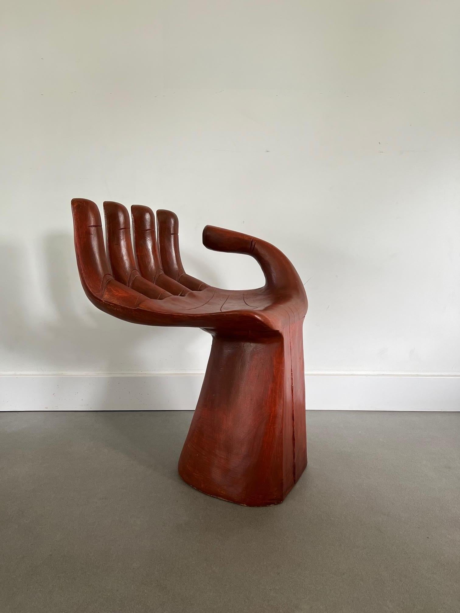 Brutalist Amazing Carved Hand Chair in Style of Pedro Friedeberg