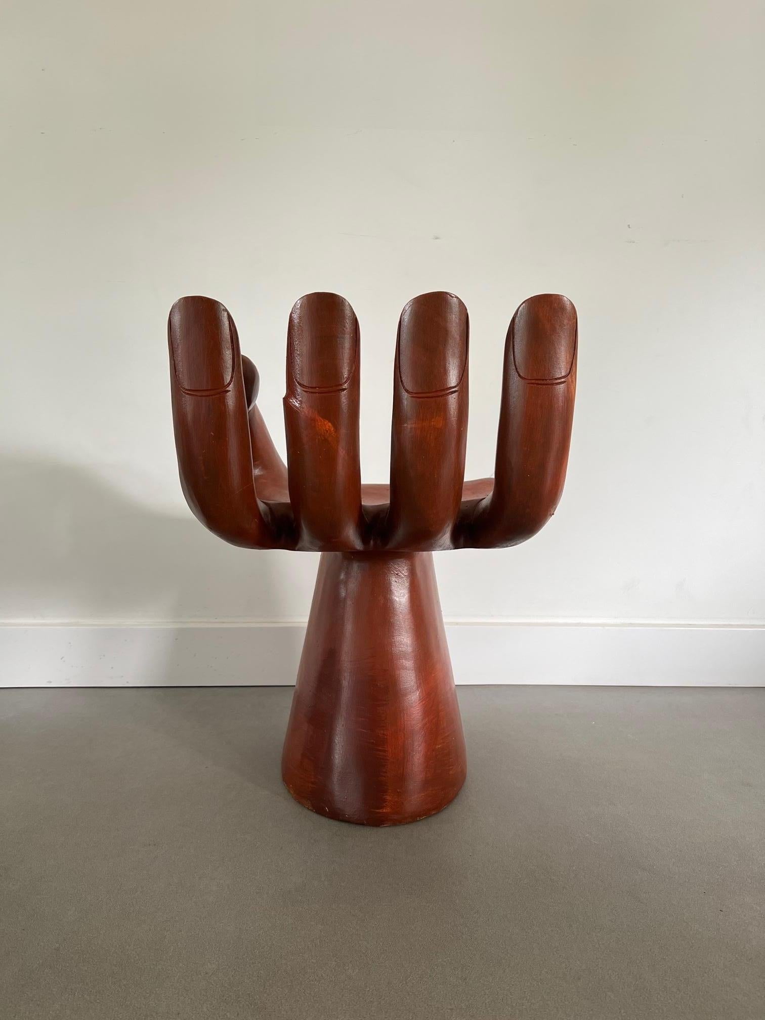 Late 20th Century Amazing Carved Hand Chair in Style of Pedro Friedeberg