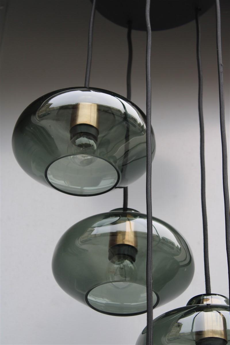 Amazing Cascade Vistosi Mid-century Chandelier Green Murano Parts Glass 1950s  For Sale 9